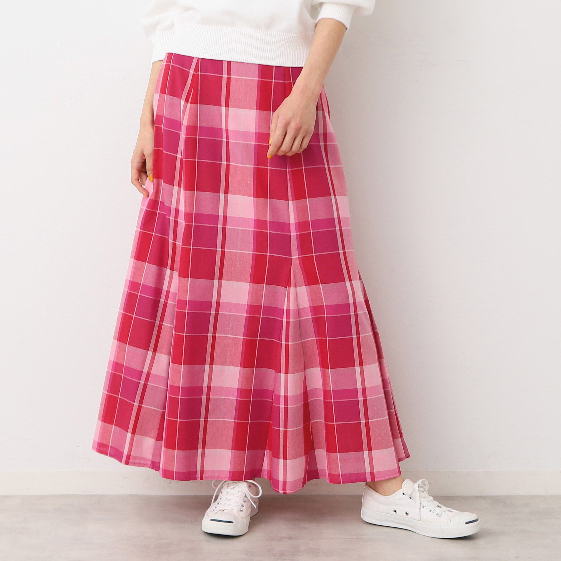Dessin「【洗える・4サイズ展開】チェック柄マーメイドスカート（XS～L）」|スカート|ピンク(274)