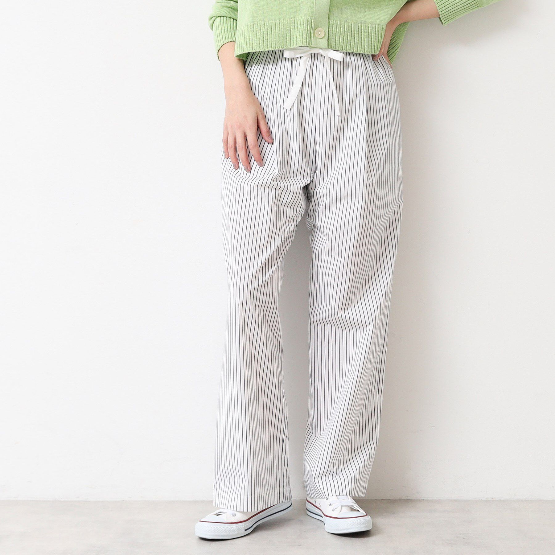 Dessin「【洗える・ウエストゴム】ストライプリラックスパンツ」|その他|アイボリー(304)