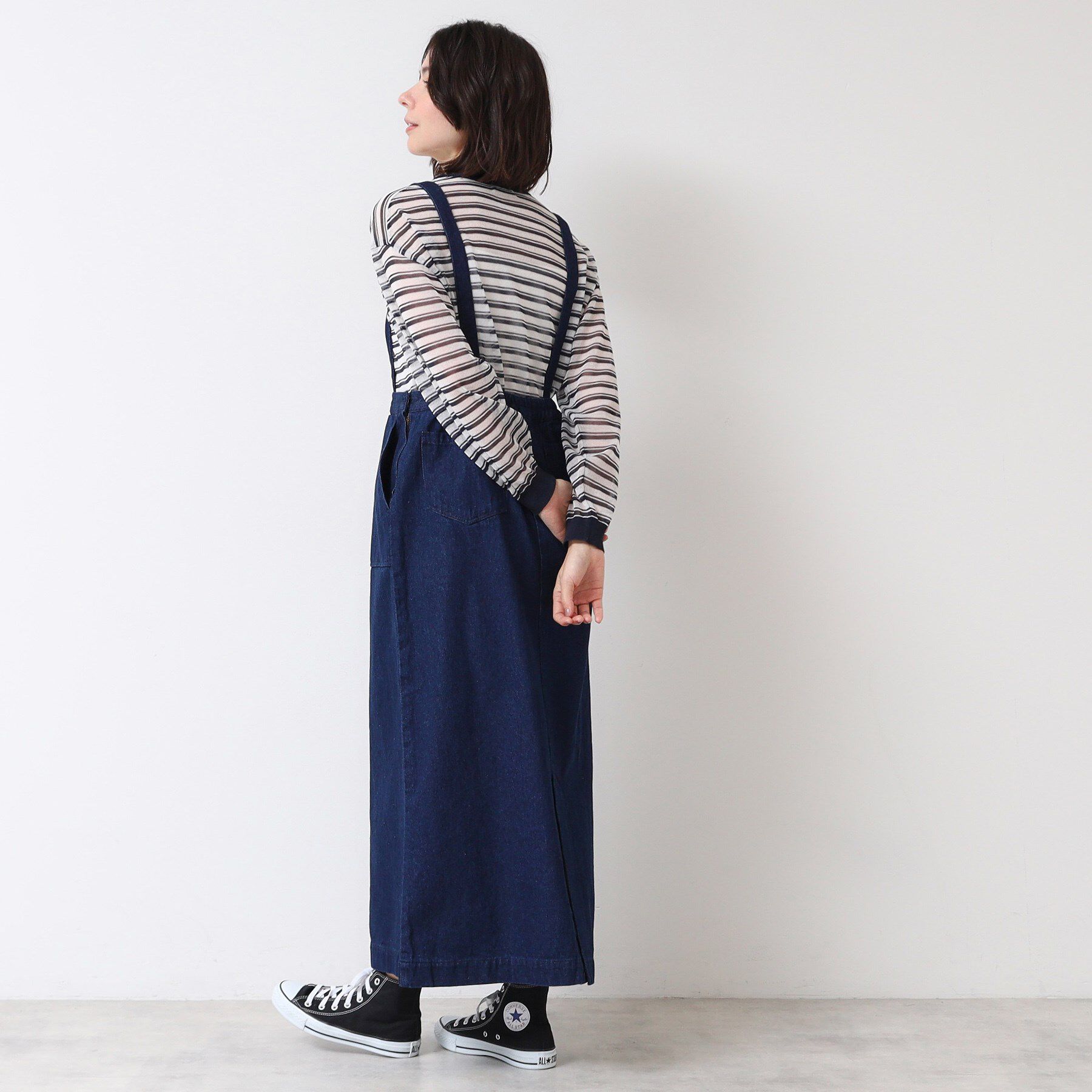 Dessin「【洗える・後ろゴム】サスペンダー付デニムスカート（S～L）」|スカート|