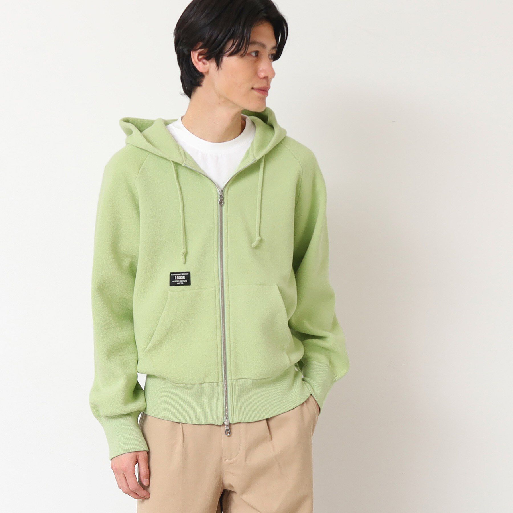 Dessin「【洗える】フーデッドジップパーカ」|パーカー|ライトグリーン(02