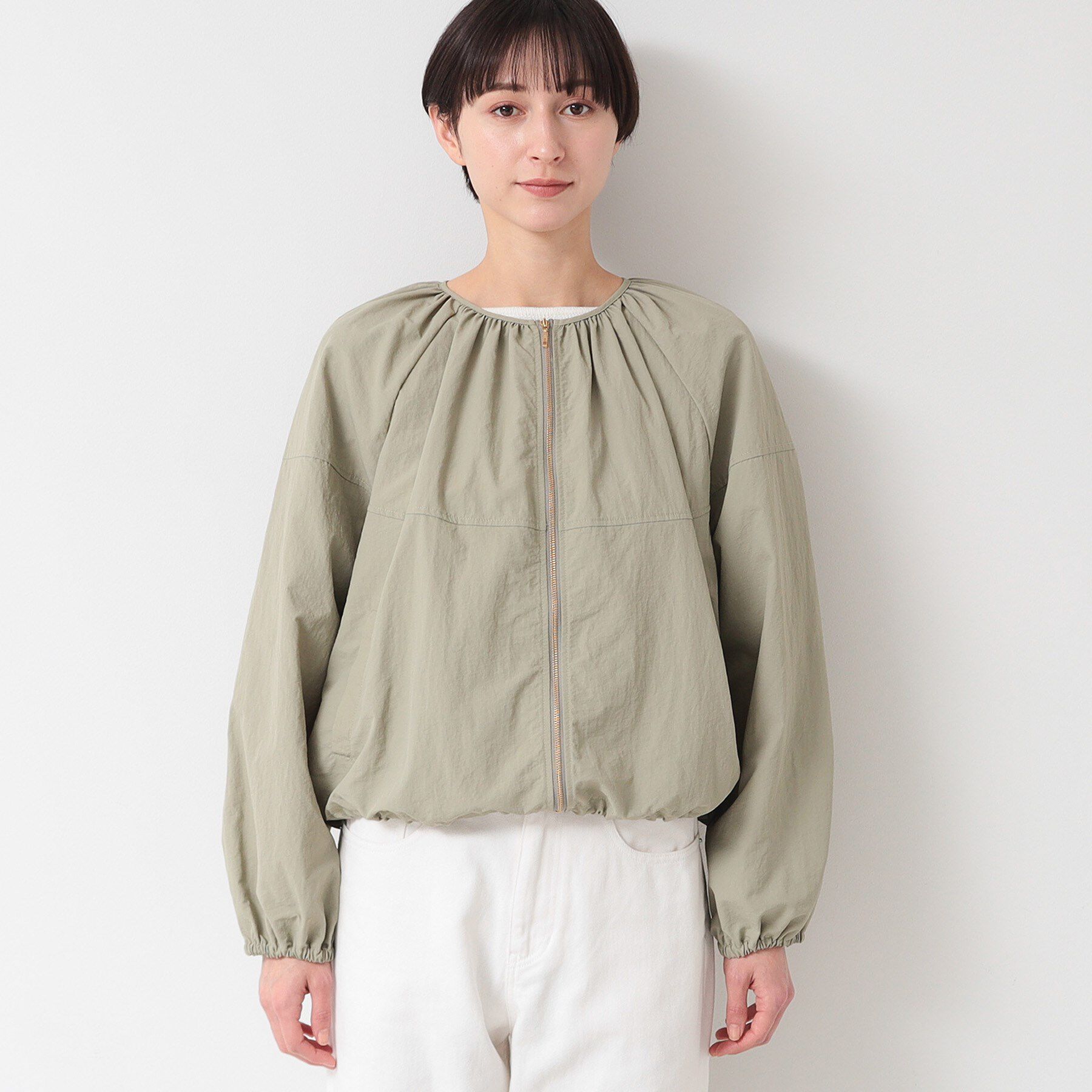 Dessin「【洗える】ギャザークルーネックブルゾン（S～L）」|ブルゾン・スタジャン|