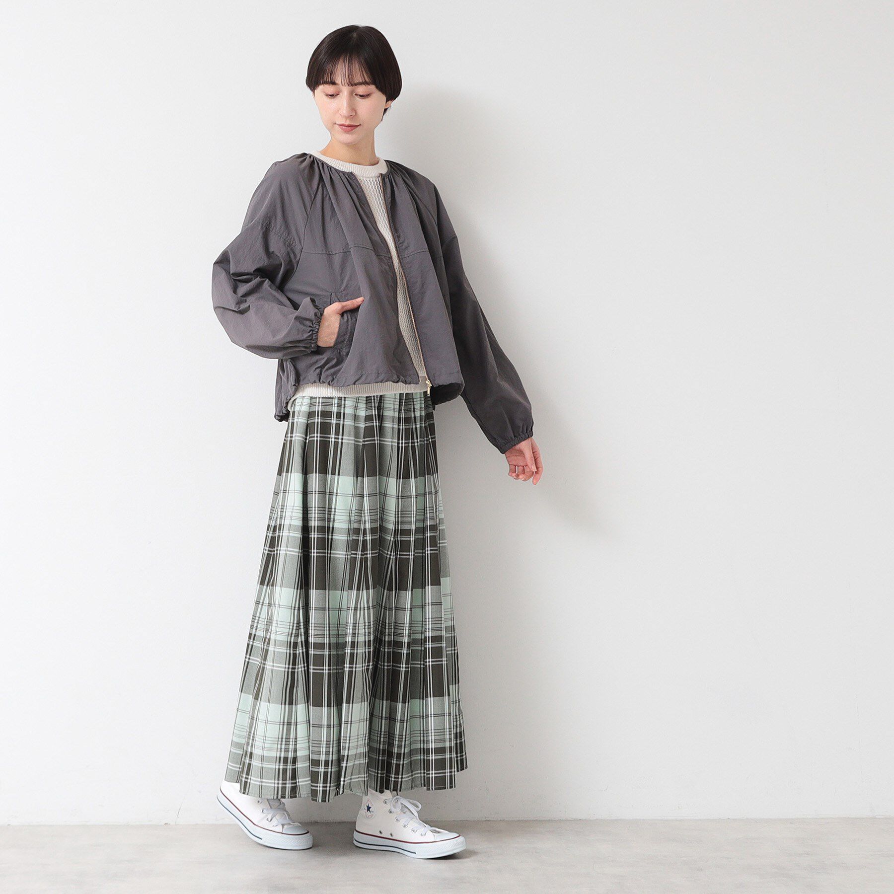 Dessin「【洗える】ギャザークルーネックブルゾン（S～L）」|ブルゾン・スタジャン|