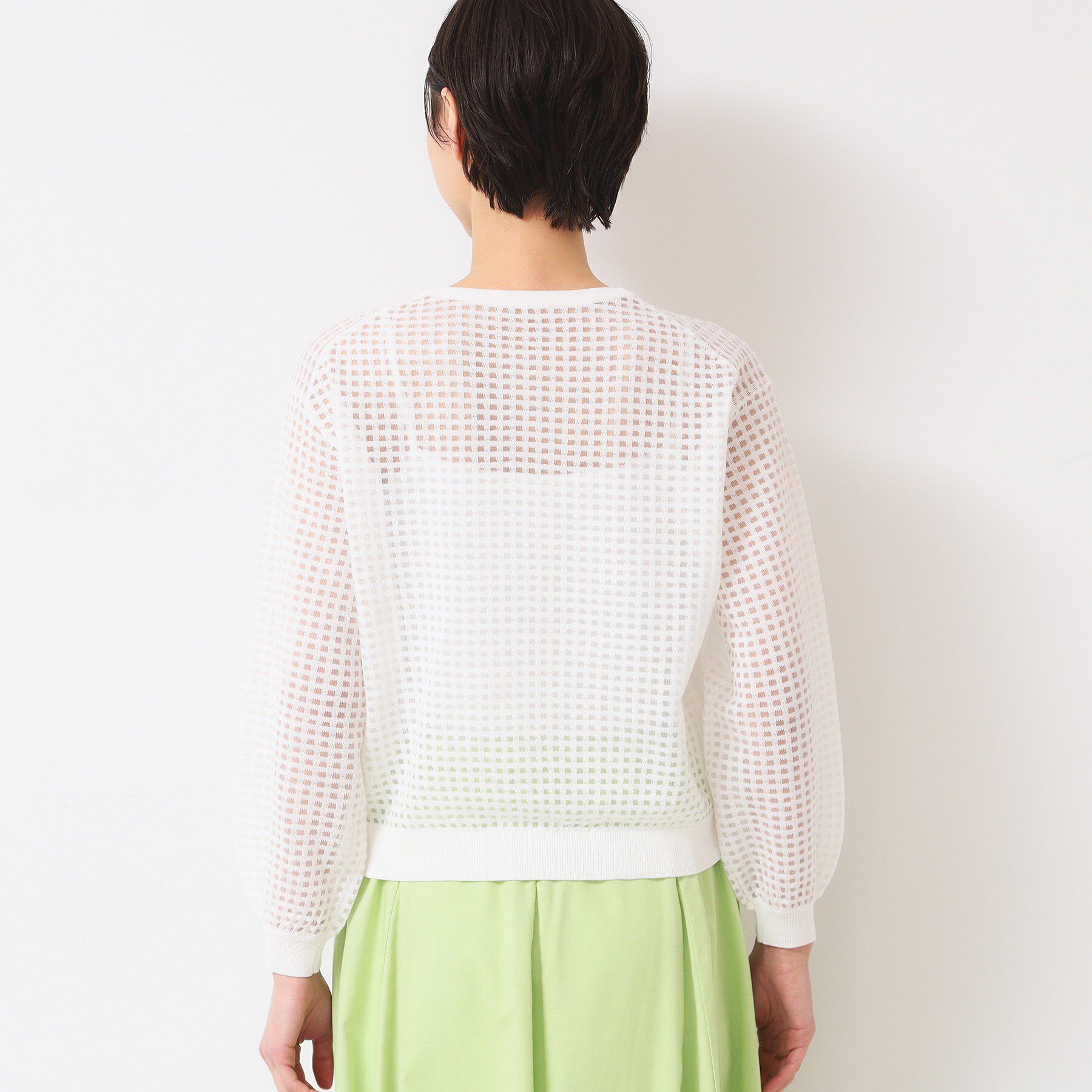 Dessin「【洗える】チェック柄シアーニット」|ニット・セーター|