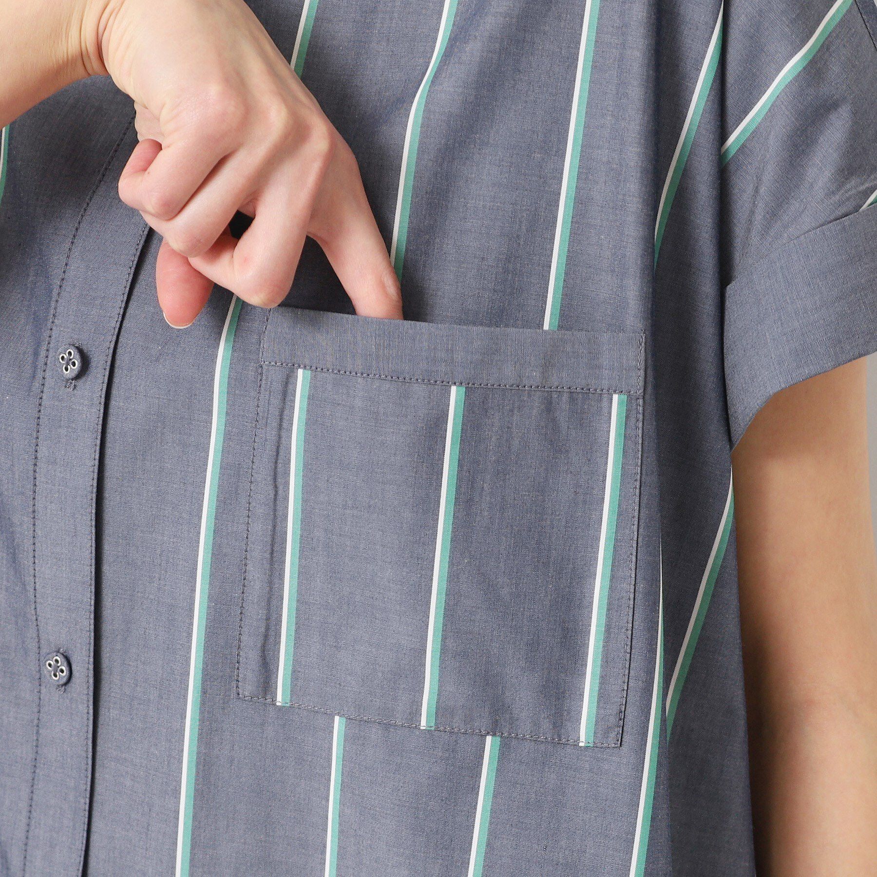 Dessin「【洗える】オリジナルストライプ柄シャツワンピース（S～L）」|ワンピース|