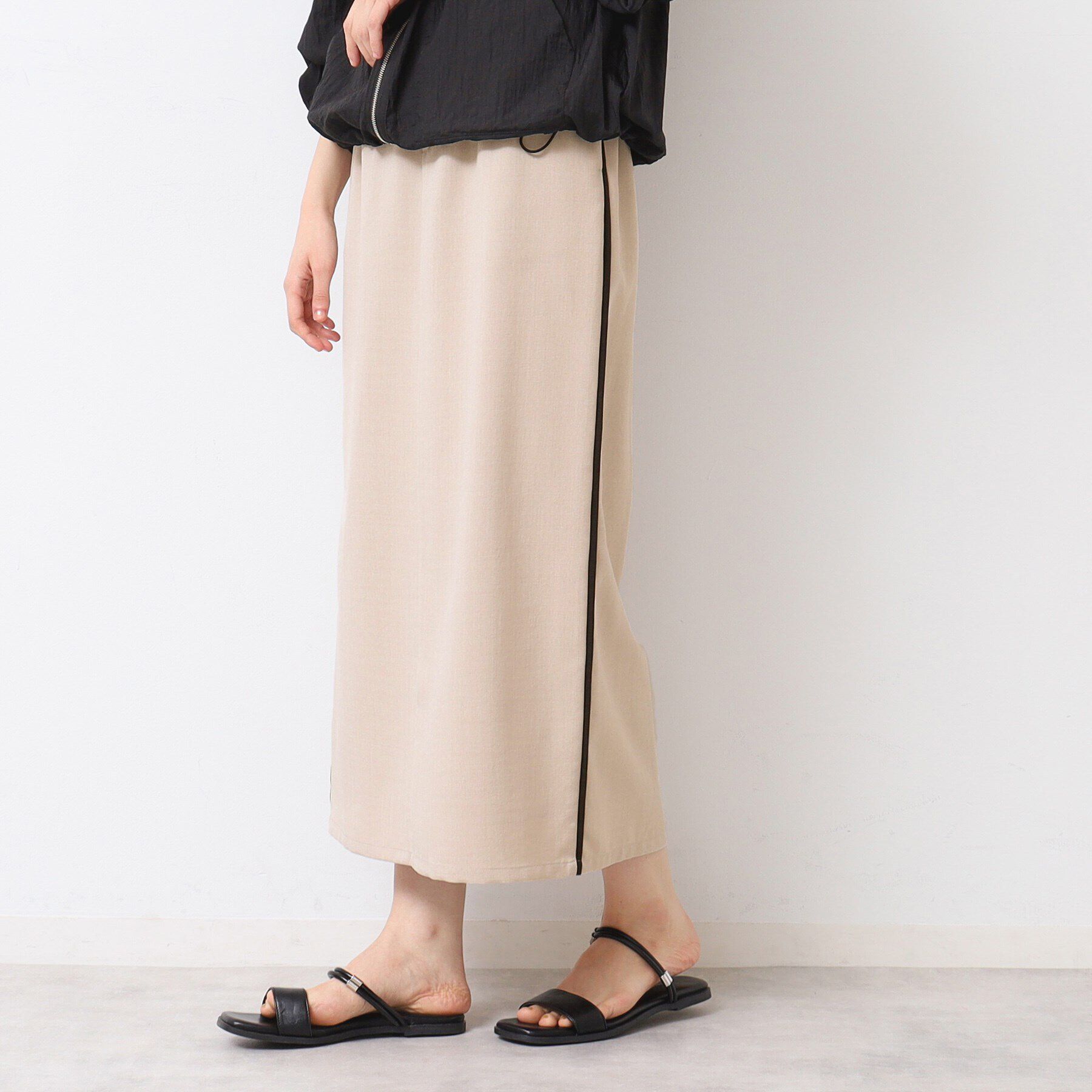 Dessin「【セットアップ可能・洗える】配色ラインストレートスカート（S～L）」|スカート|グレージュ(050)