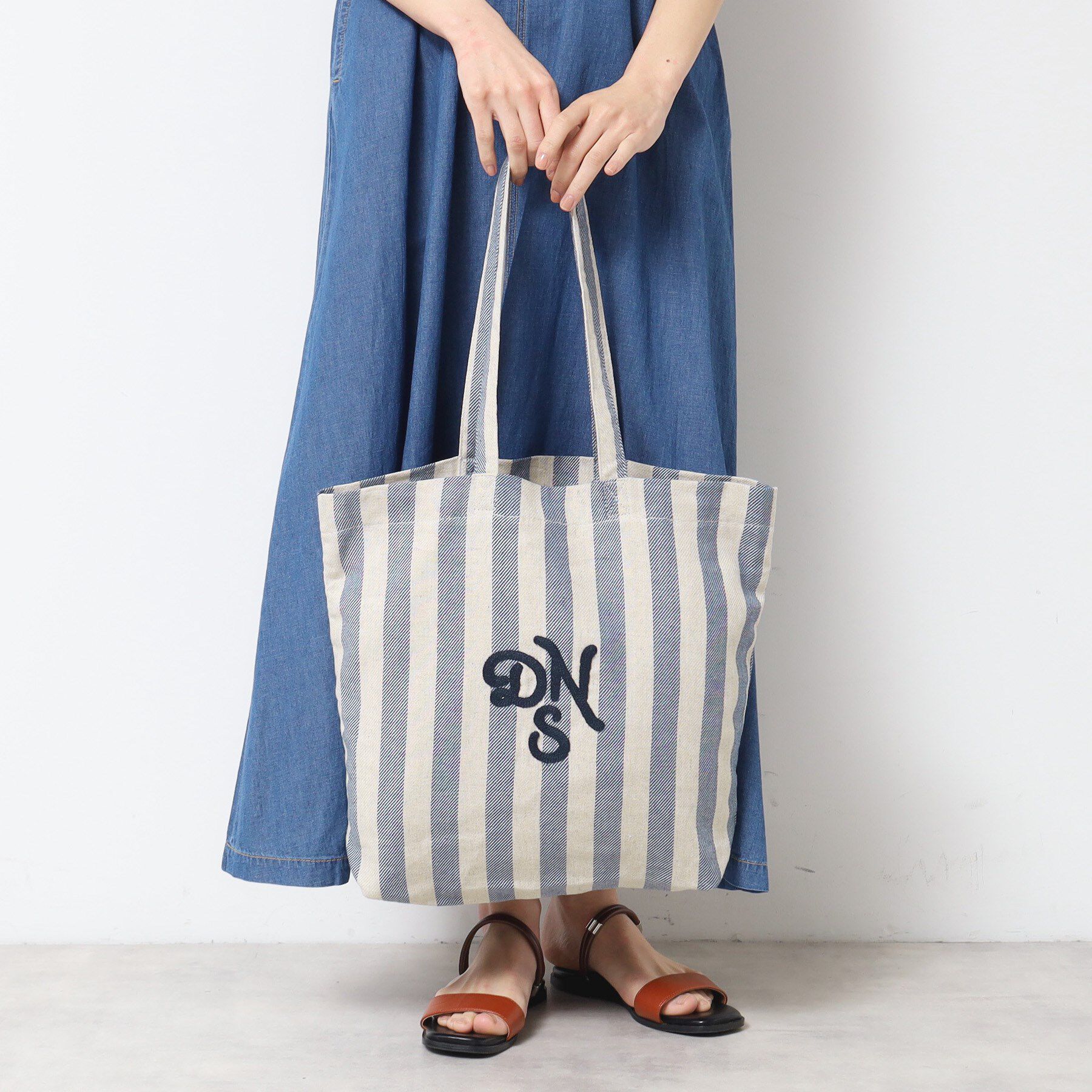 Dessin「ストライプロゴ刺繍トート」|トートバッグ|ブルー(392)