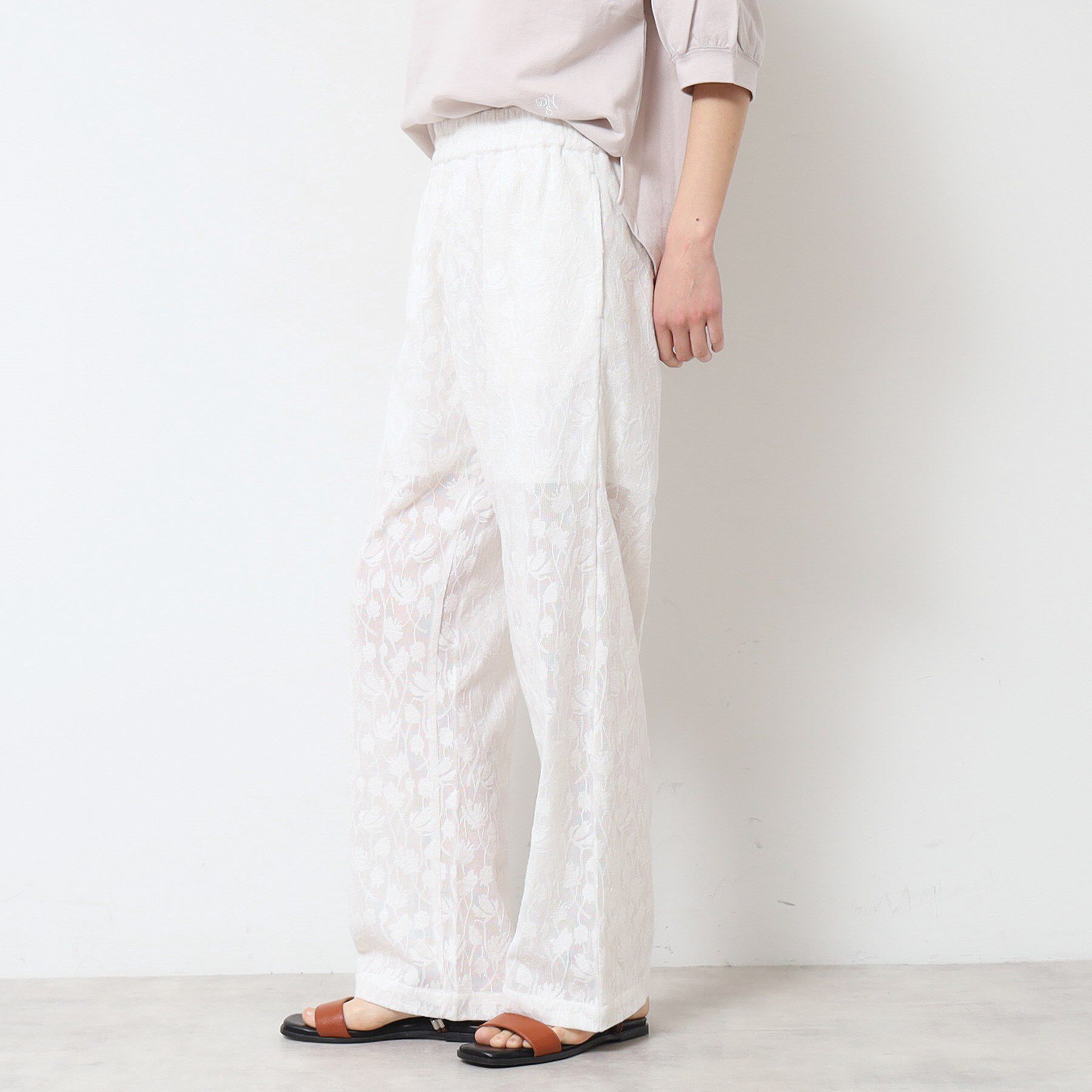 Dessin「【ウエストゴム・洗える】刺繍柄インドレースパンツ」|その他|