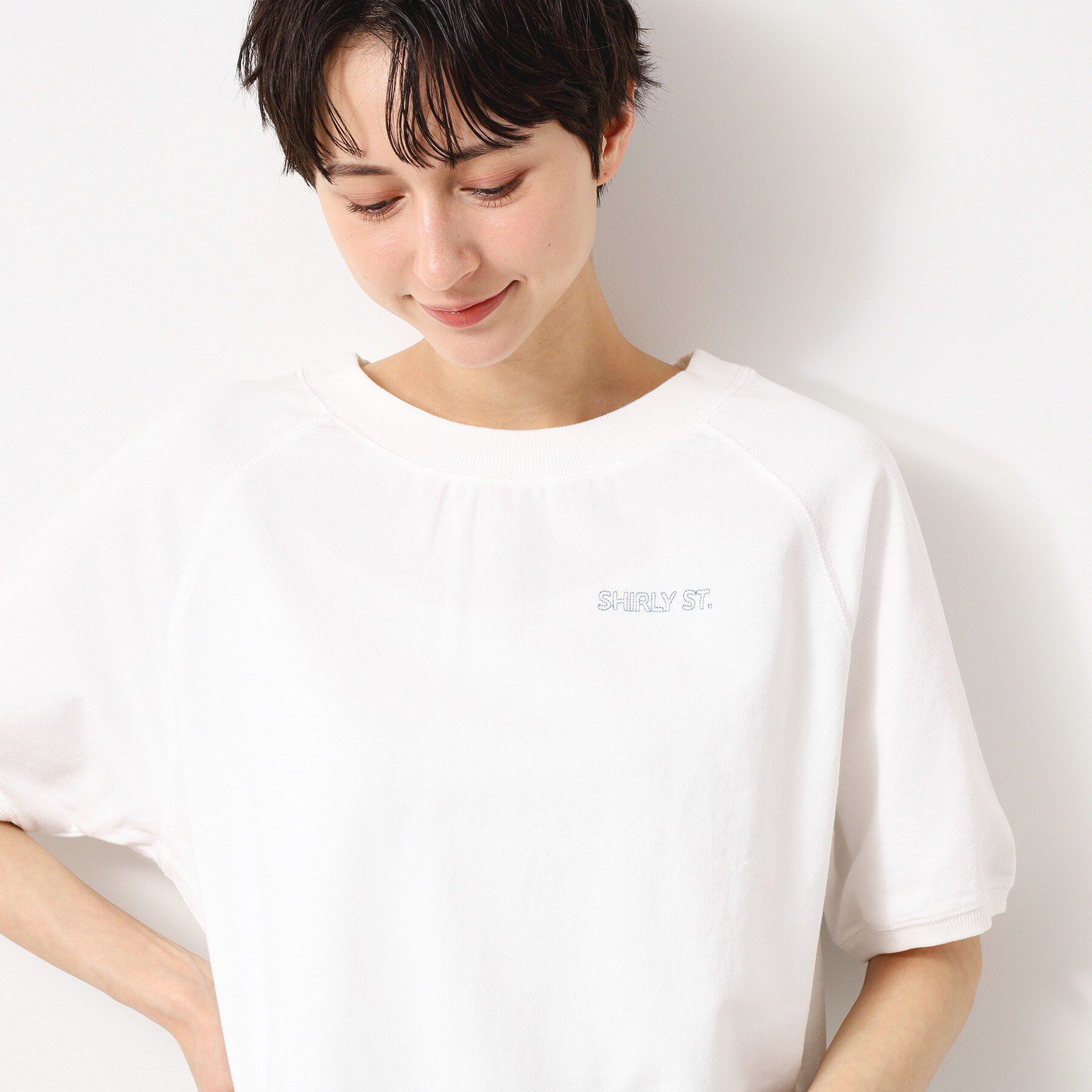 Dessin「【洗える】クロップド丈ポイントロゴ入りカットソー（S～L）」|Tシャツ・カットソー|