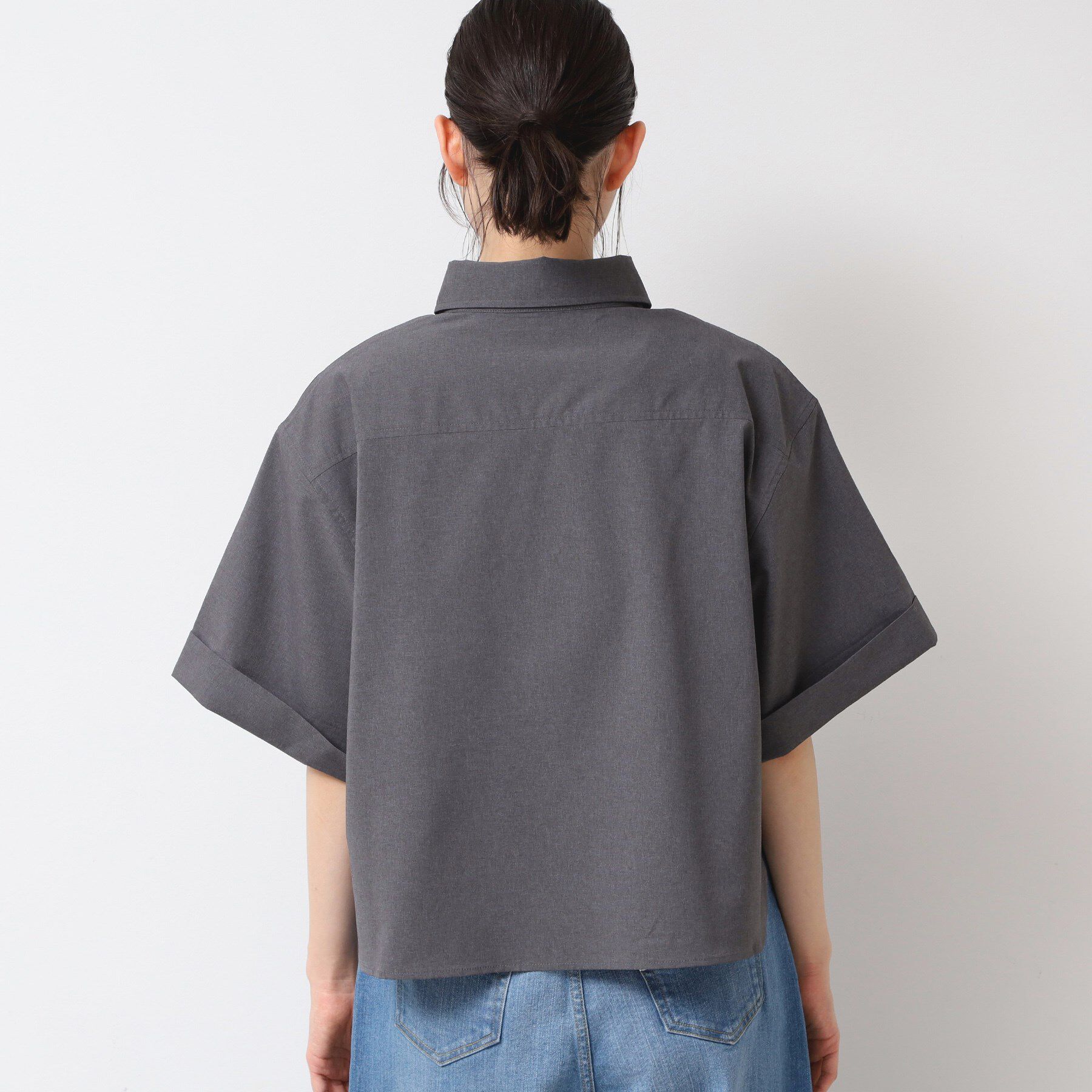 Dessin「【撥水・セットアップ可能・洗える】ナイロンクロップド丈シャツ」|シャツ・ブラウス|