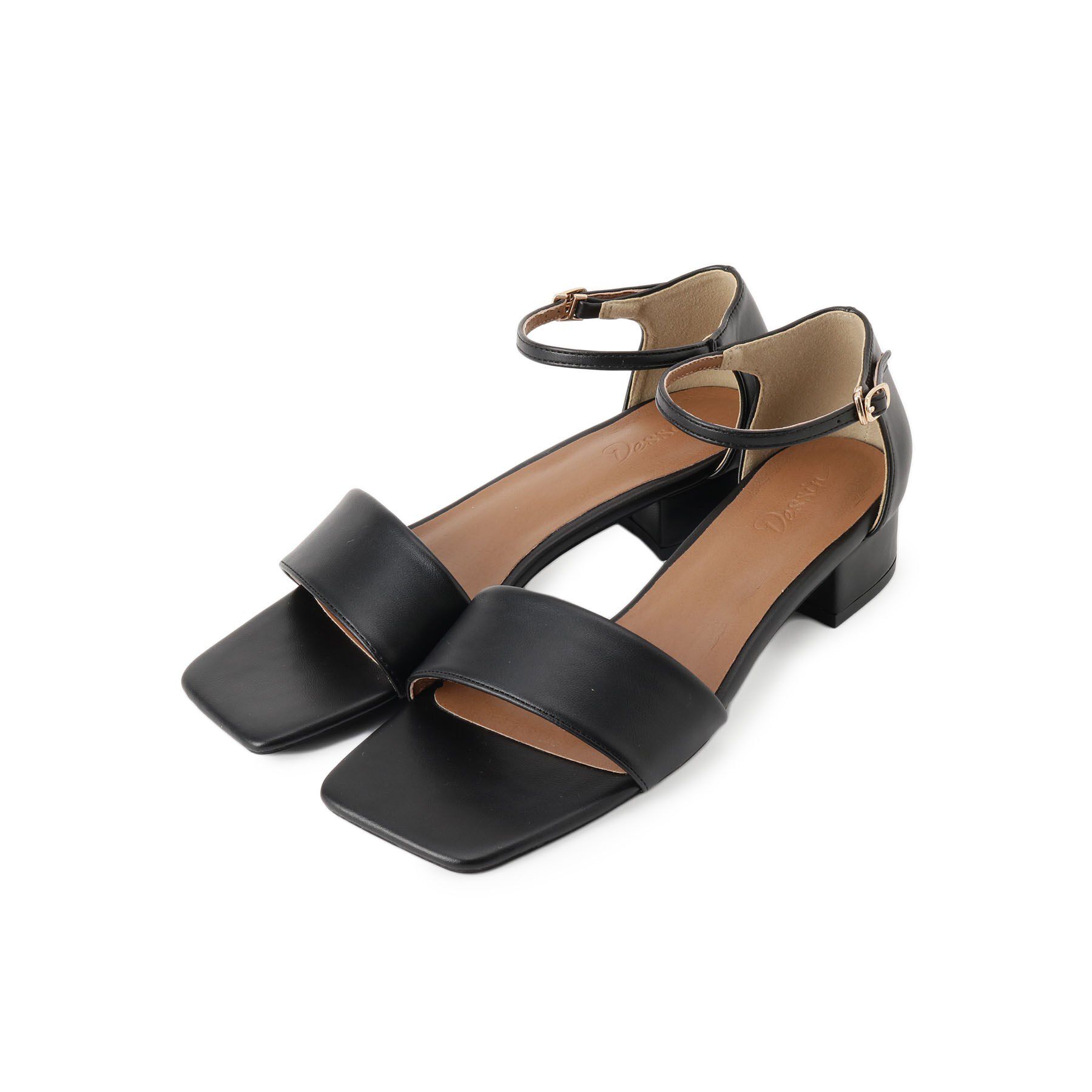 Dessin「スクエアトゥストラップサンダル」|サンダル|ブラック(019)