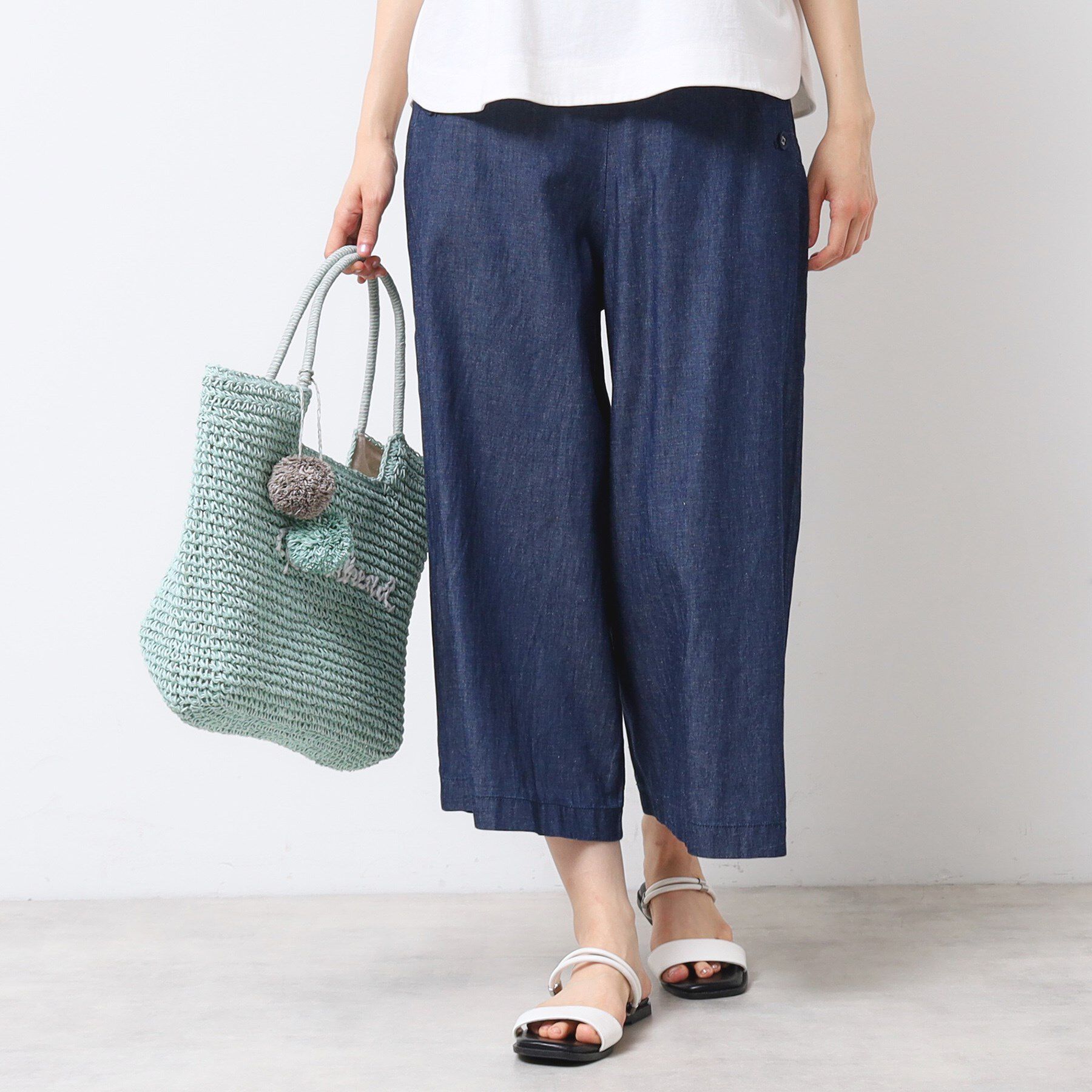 Dessin「【洗える・4サイズ展開】リネンブレンドクロップド丈マリンパンツ」|その他|