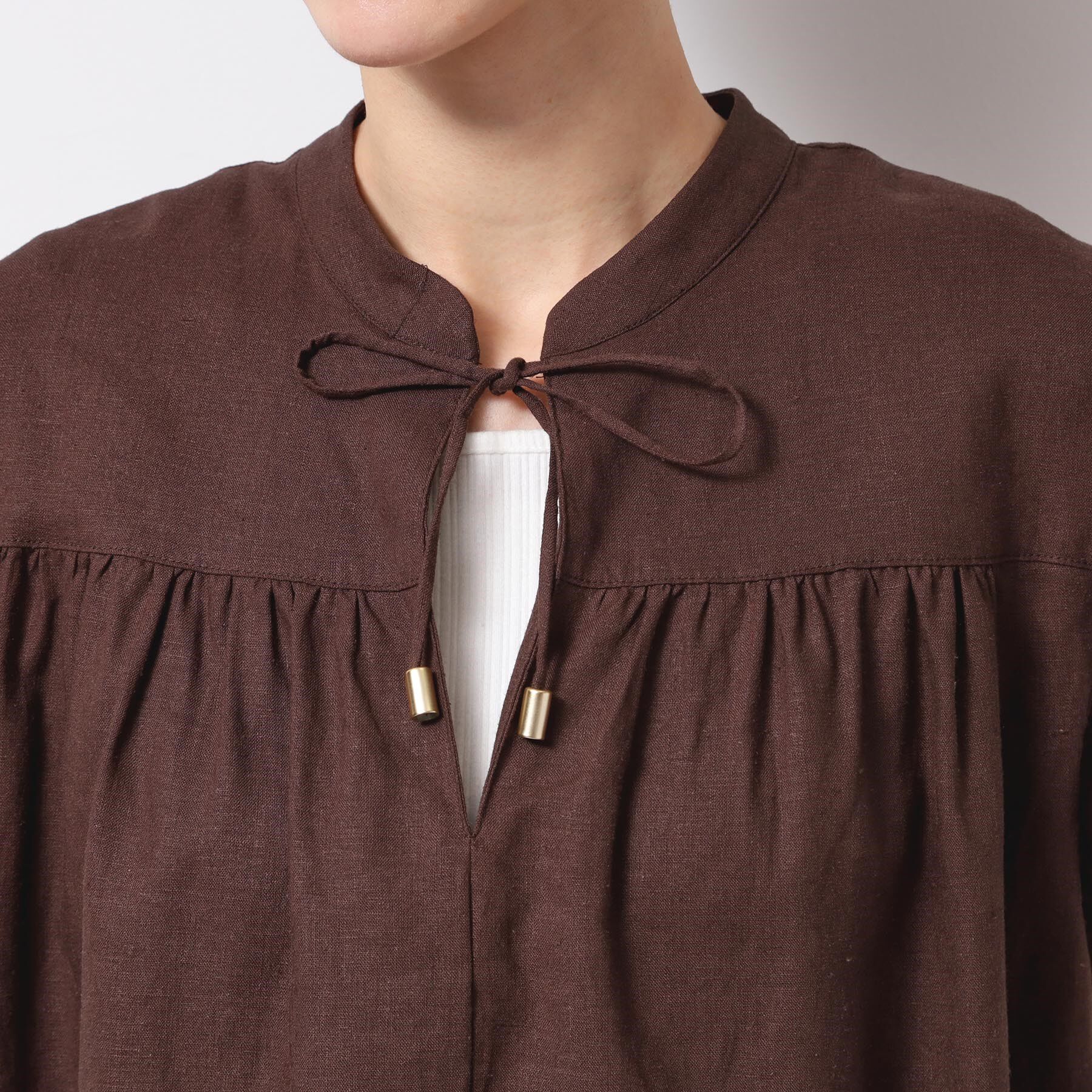 Dessin「【洗える】レーヨン麻フリルスリーブブラウス」|シャツ・ブラウス|