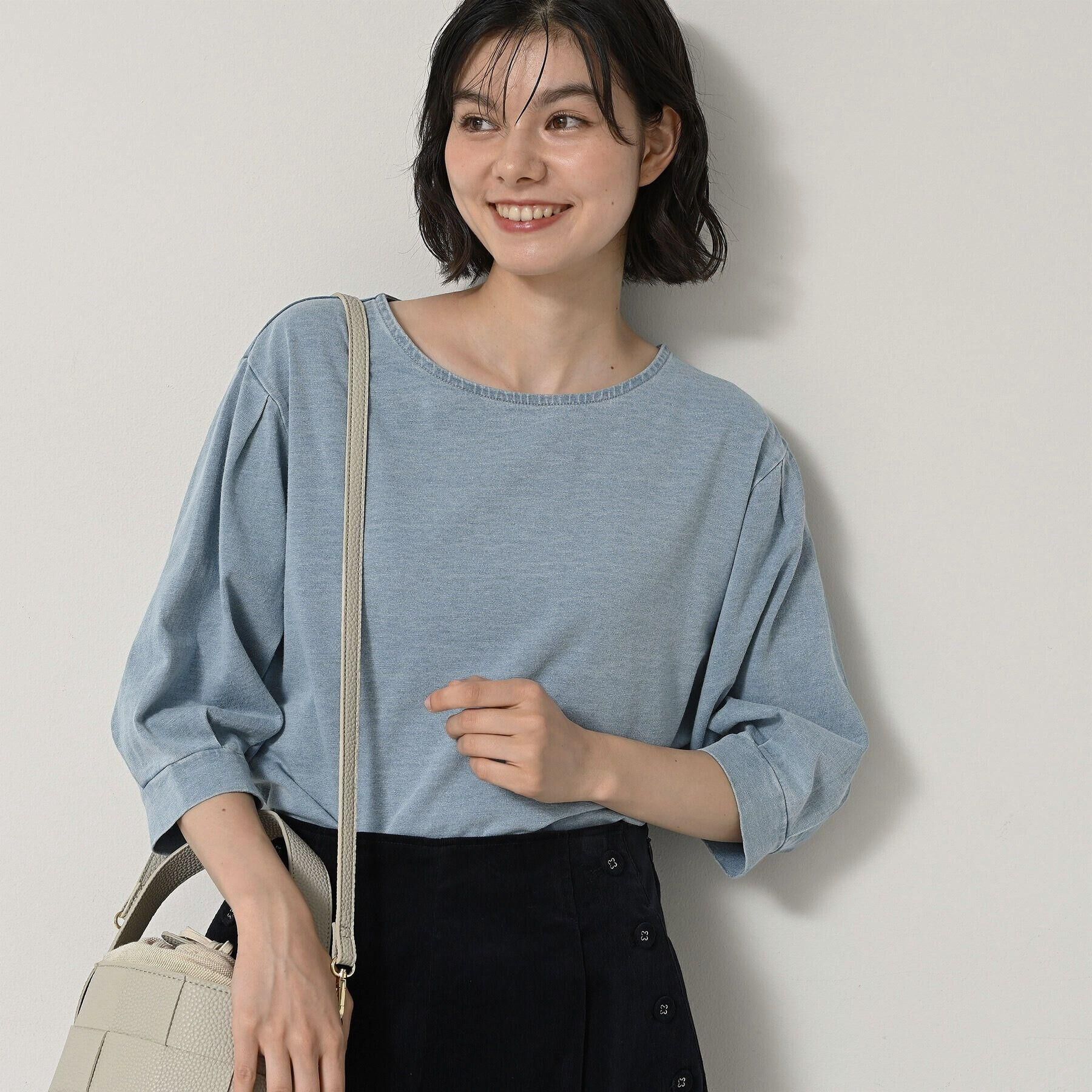 Dessin「【洗える】インディゴ天竺デニム調カットソー」|Tシャツ・カットソー|ブルー(091)