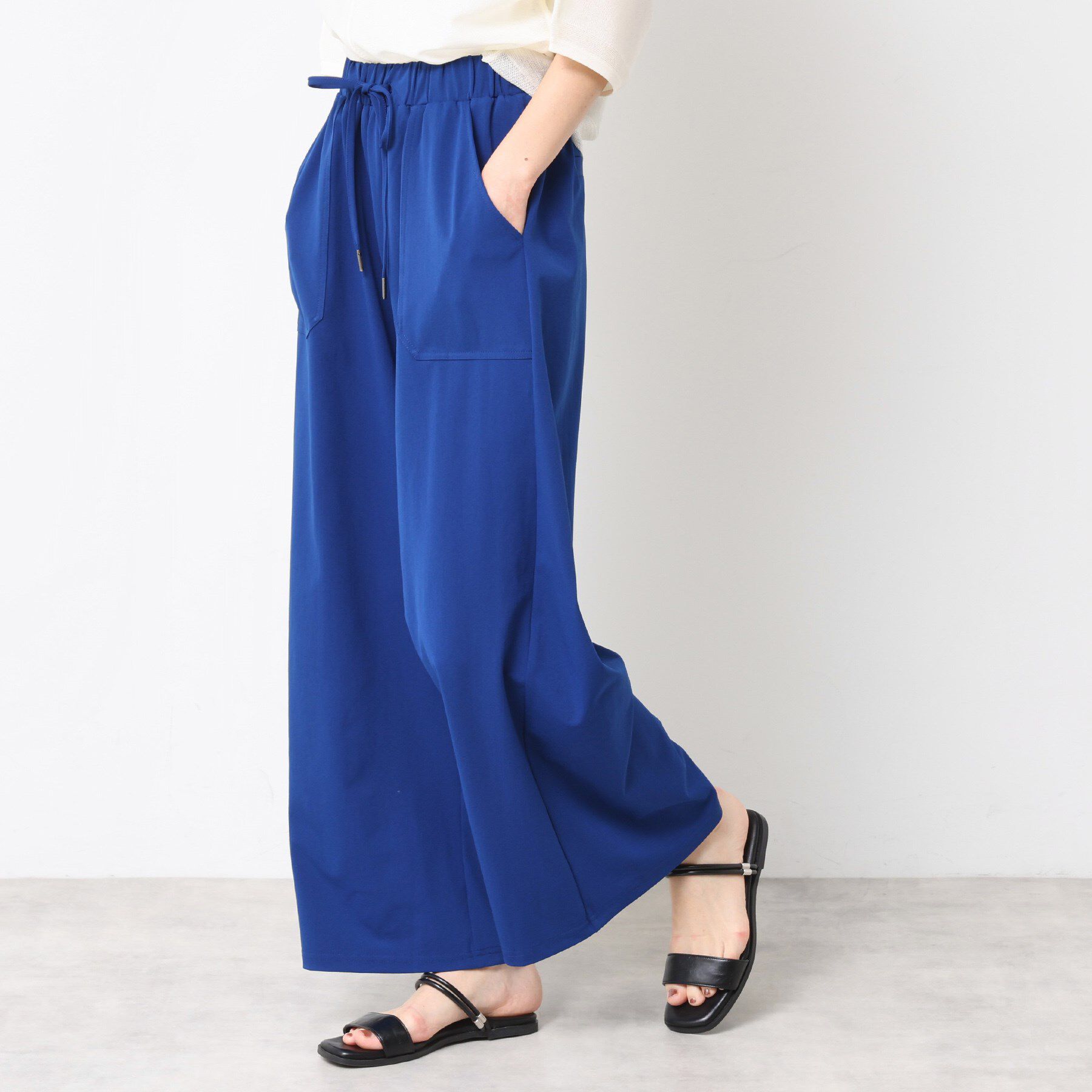 Dessin「【ウエストゴム・洗える】ストレッチワイドパンツ」|その他|ブルー(093)