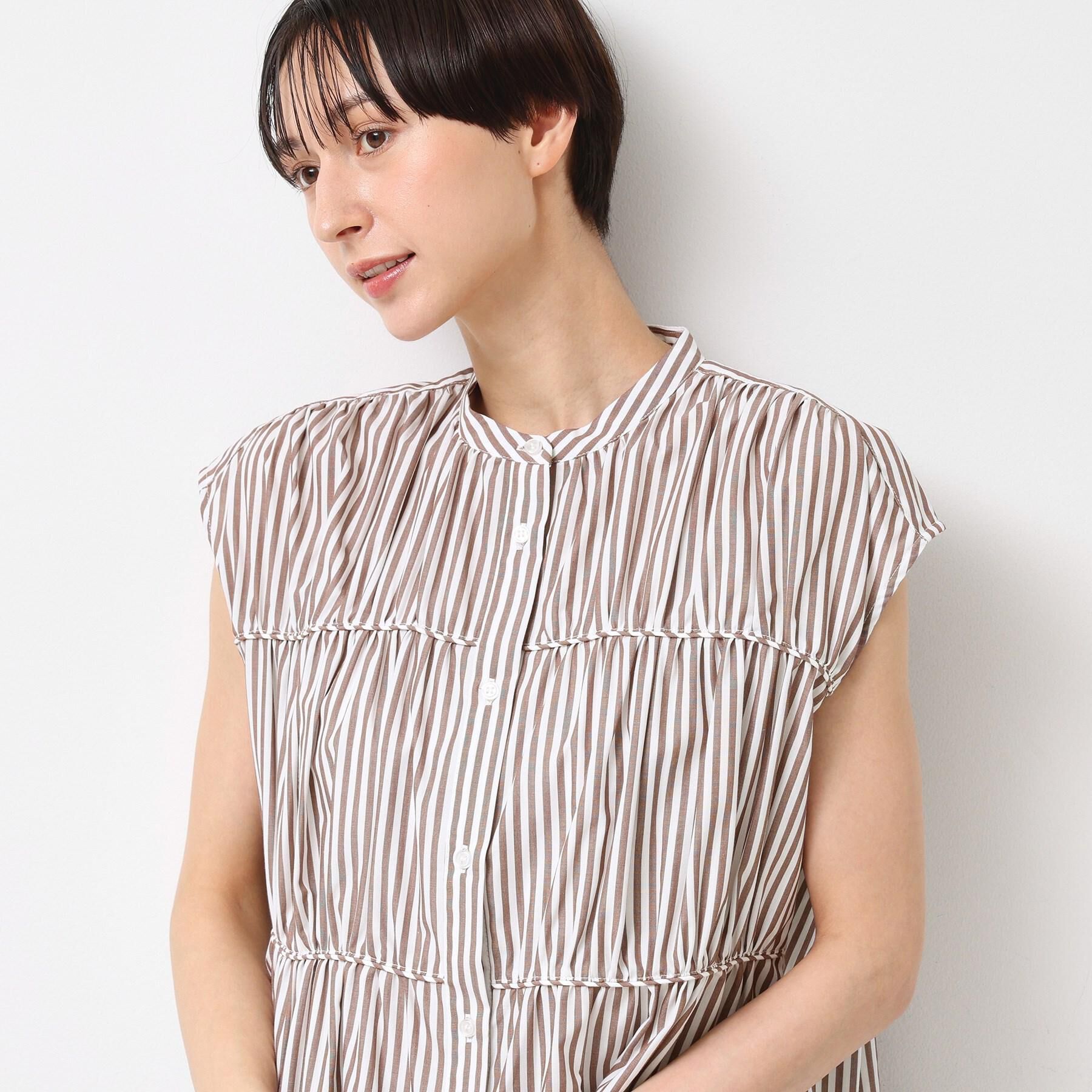 Dessin「【洗える】ストライプ柄ギャザーブラウス」|シャツ・ブラウス|