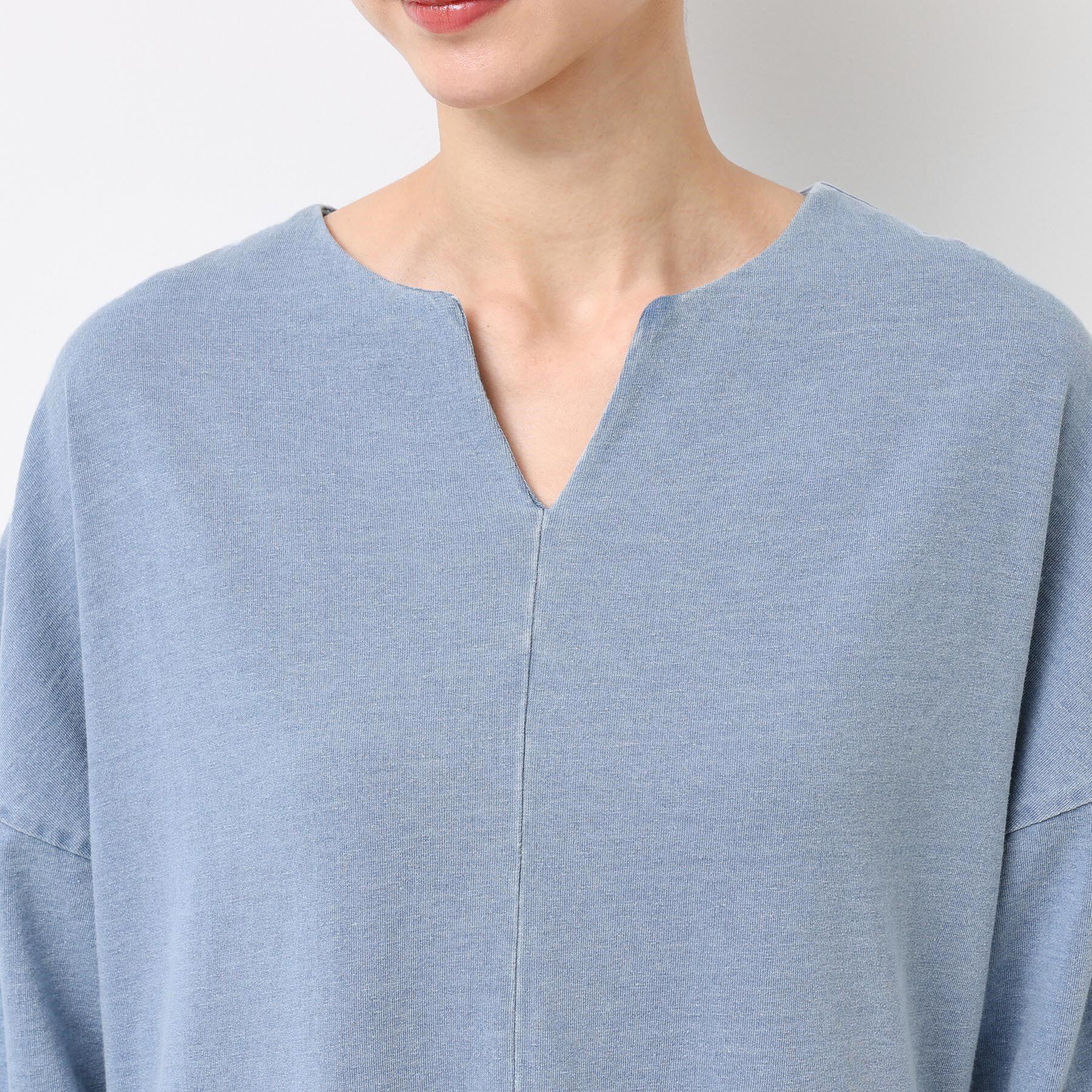 Dessin「【洗える】インディゴ天竺デニム調リラクシーワンピース」|ワンピース|