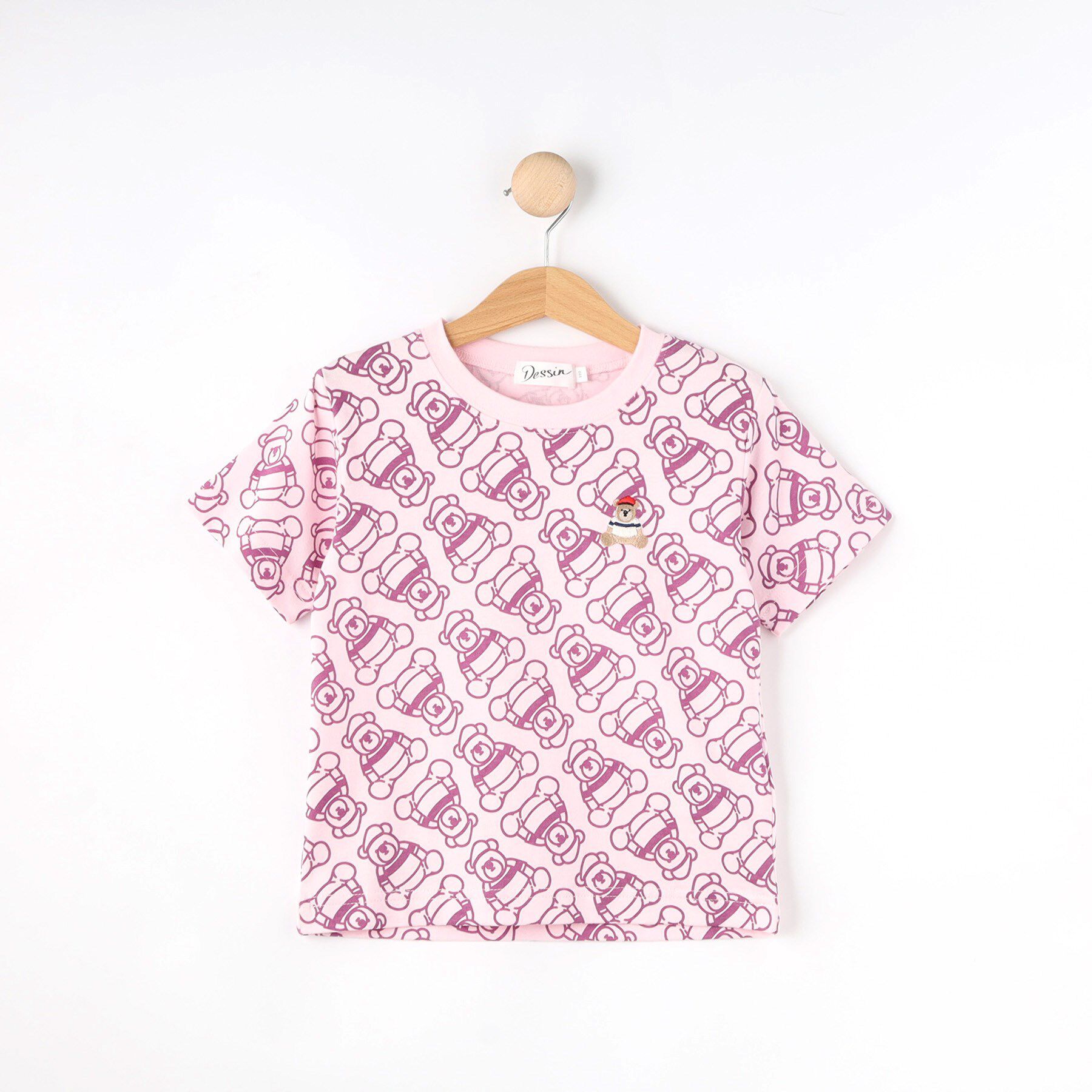 Dessin「【洗える・リンクコーデ】Deddy刺繍入り オーガニックコットンTシャツ」|Tシャツ・カットソー|