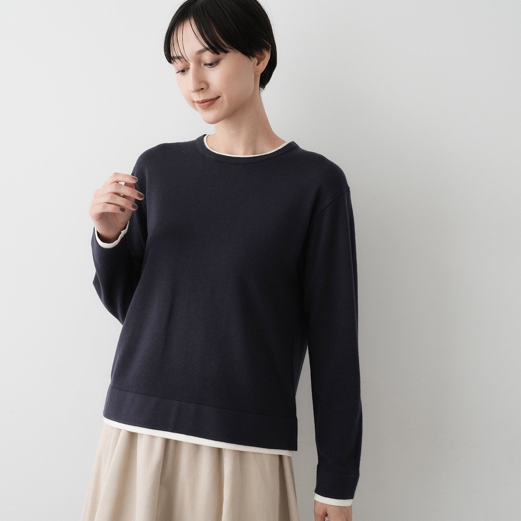 Dessin「【ユニセックス/洗える】バイカラーニット」|ニット・セーター|