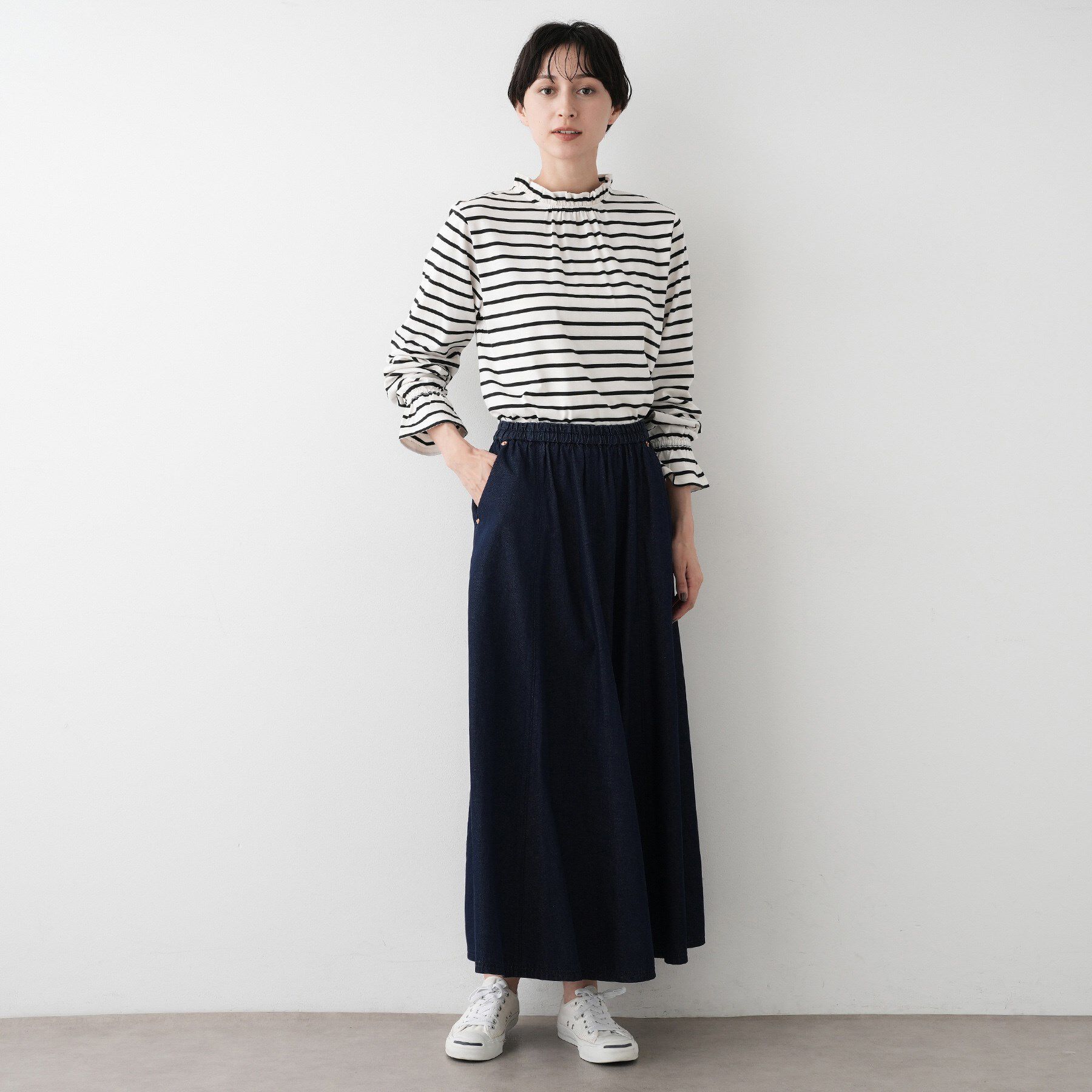 Dessin「【選べる首元デザイン/洗える】ネックフリルロングカットソー」|Tシャツ・カットソー|