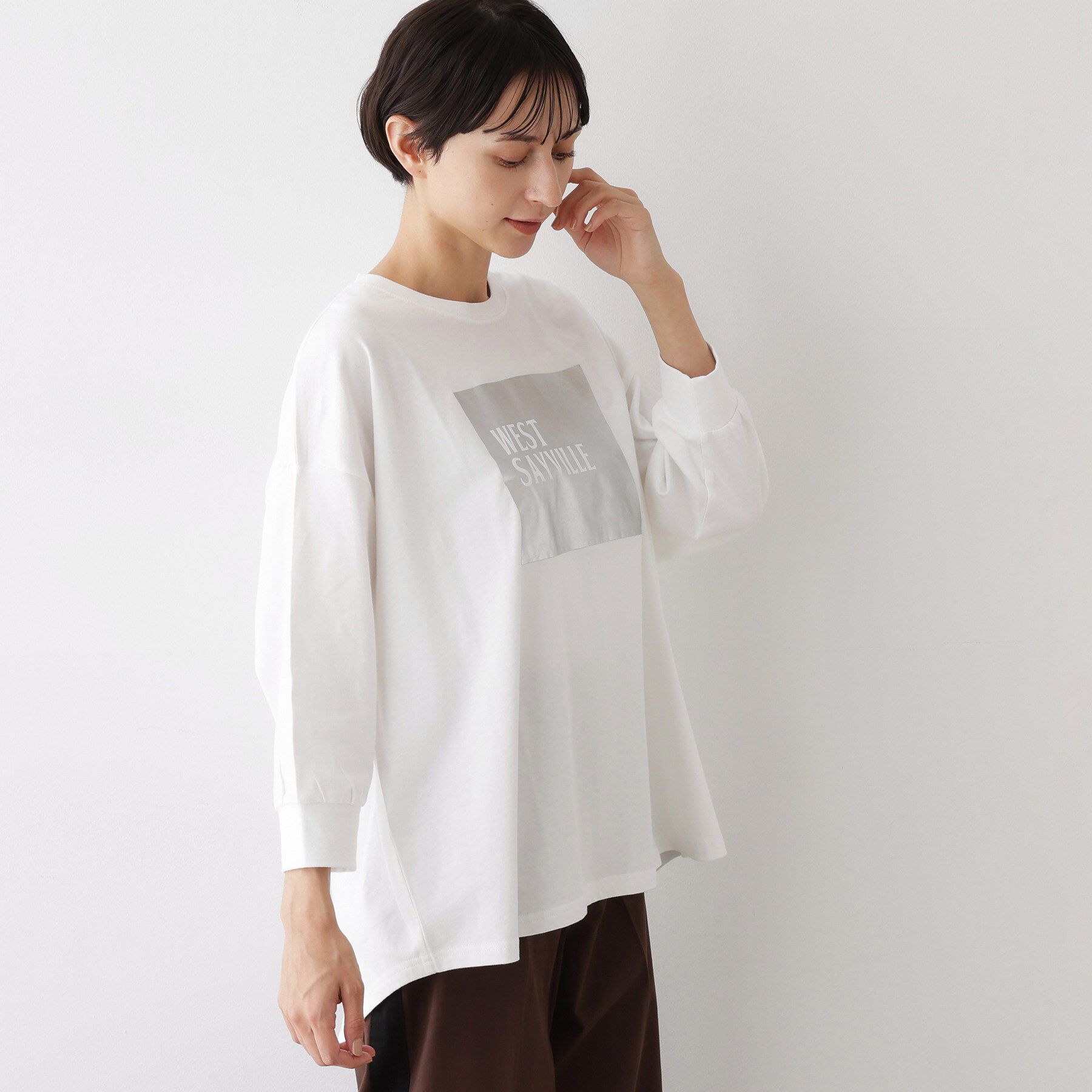 Dessin「【洗える】箔プリントロングTシャツ」|Tシャツ・カットソー|