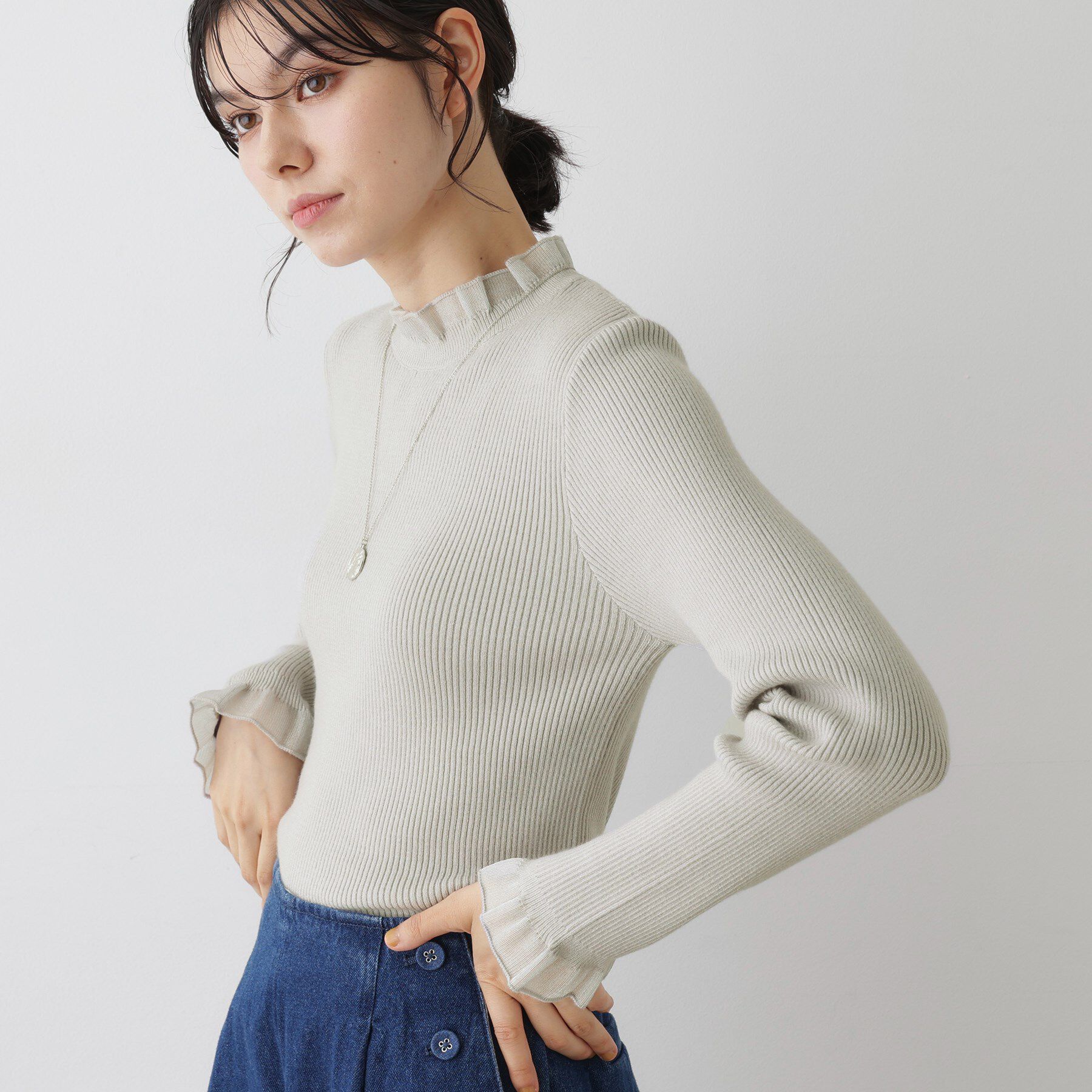 Dessin「【洗える】オーガンジーフリルニット」|ニット・セーター|