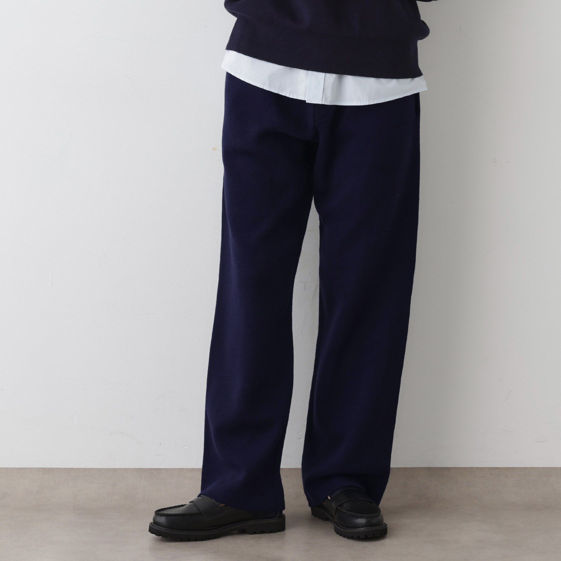 Dessin「【ウエストゴム／洗える】コットンニットリラクシーパンツ」|その他|ネイビー(094)