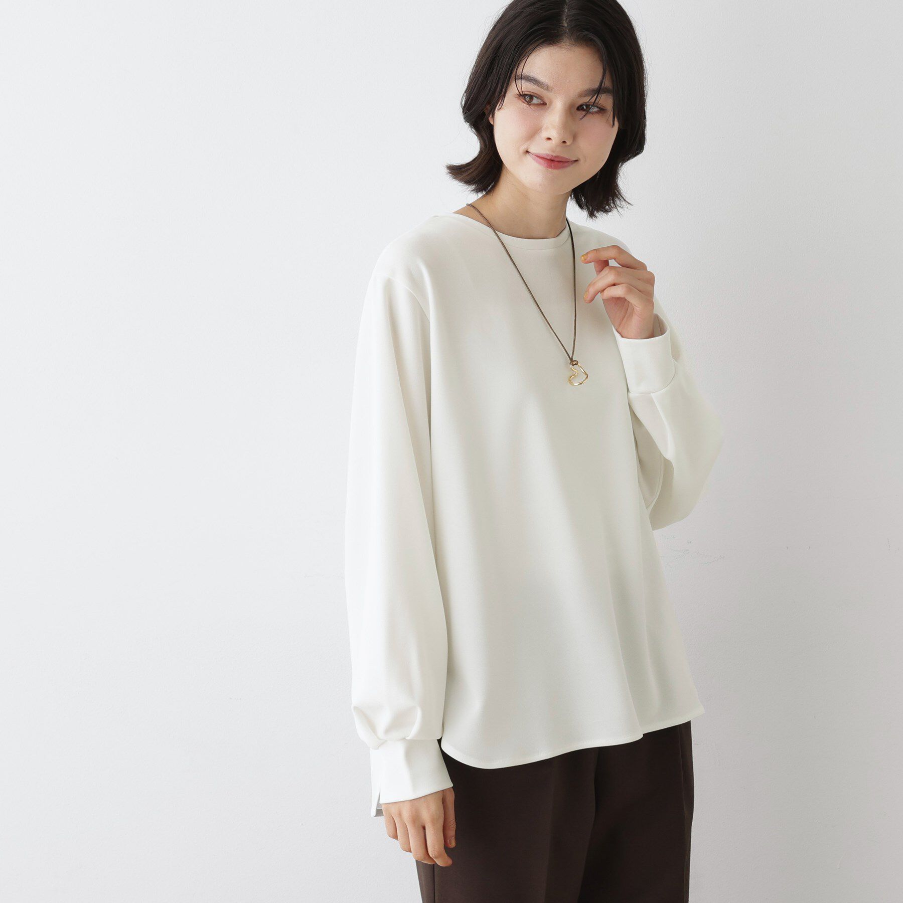 Dessin「【体型カバー・洗える】ドロップショルダーブラウス」|シャツ・ブラウス|ホワイト(002)
