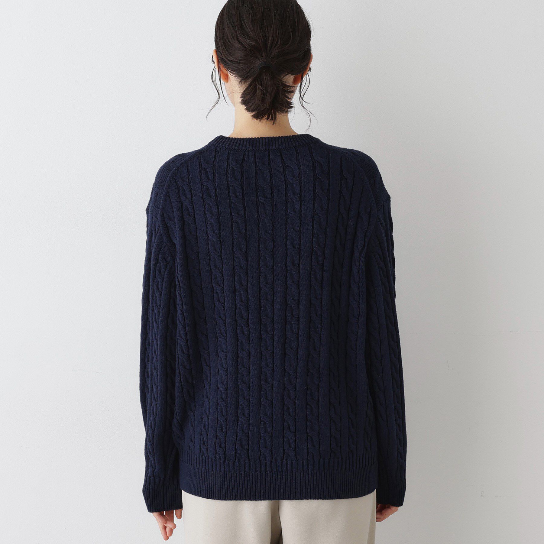 Dessin「【ユニセックス・洗える】クルーネックケーブルニット」|ニット・セーター|