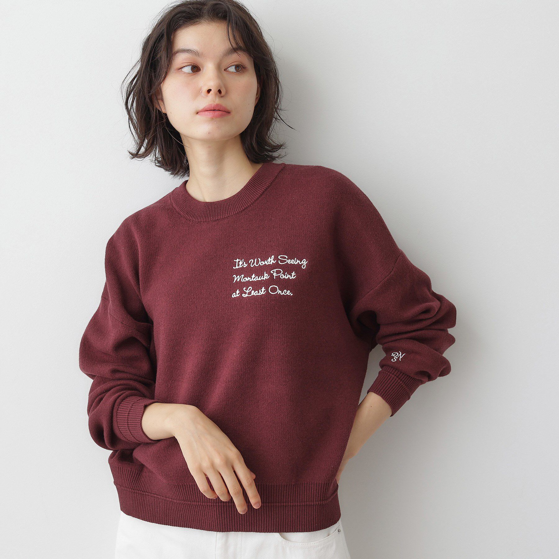 Dessin「【洗える】メッセージ刺繍入りジャカードニット」|ニット・セーター|