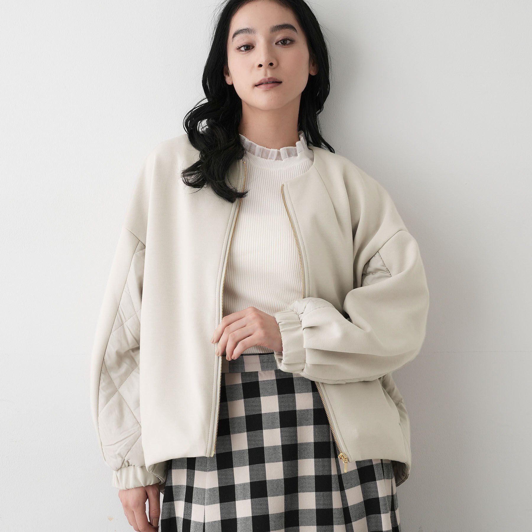 Dessin「ダンボールジップブルゾン」|ブルゾン・スタジャン|グレージュ(050)