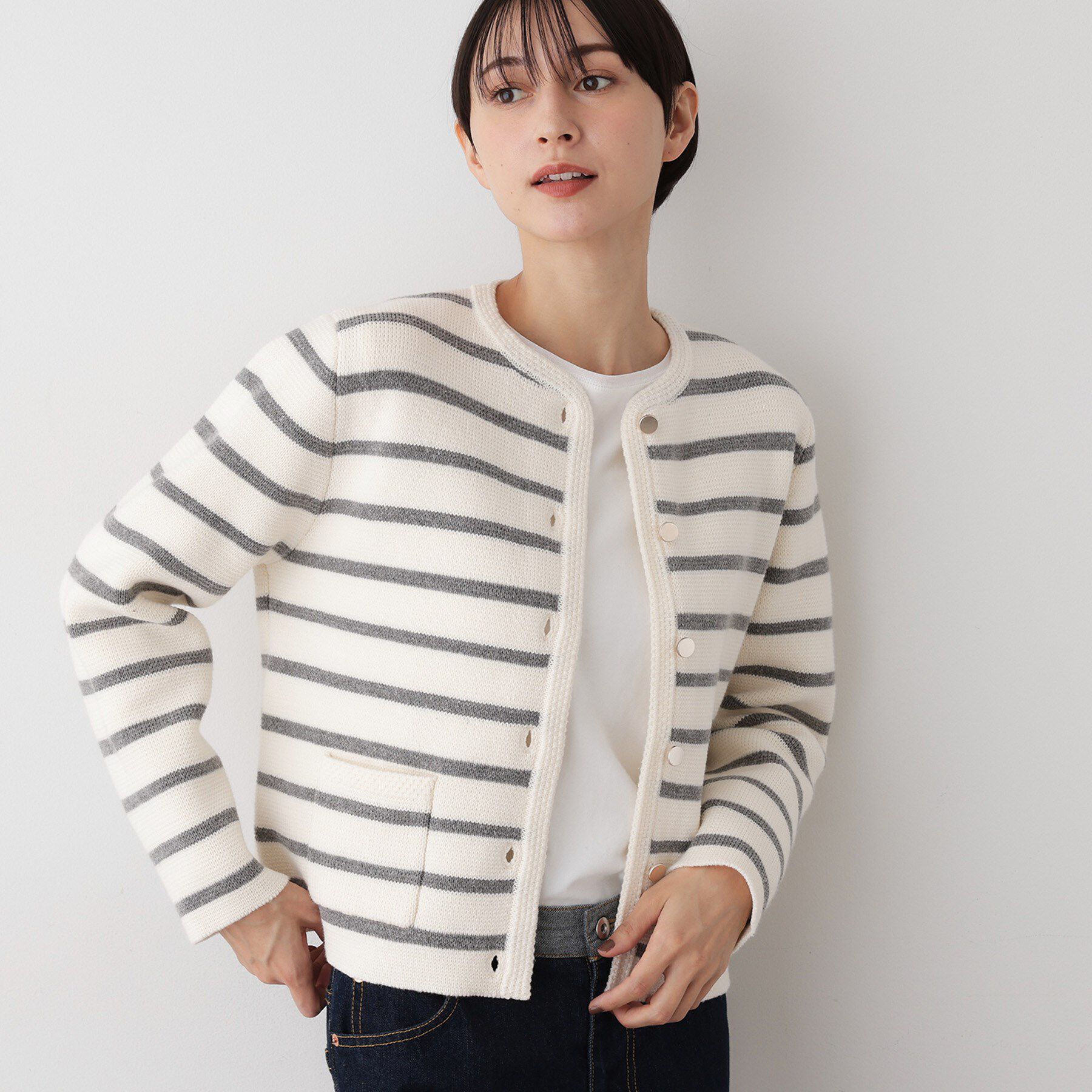 Dessin「【洗える】ジャケット見えカーディガン」|カーディガン|グレー(312)