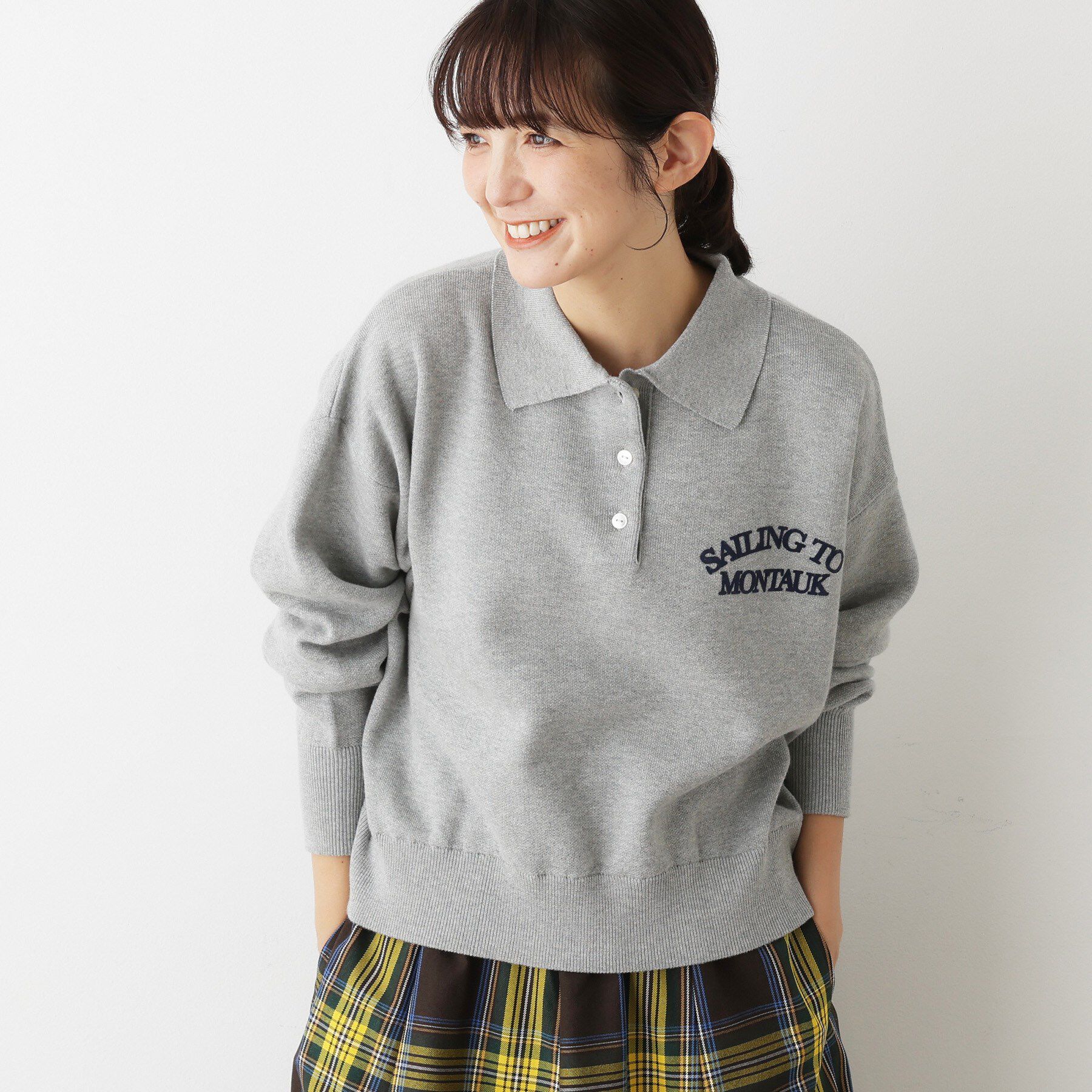 Dessin「【洗える】フロッキーロゴ入り襟付きニット」|ニット・セーター|