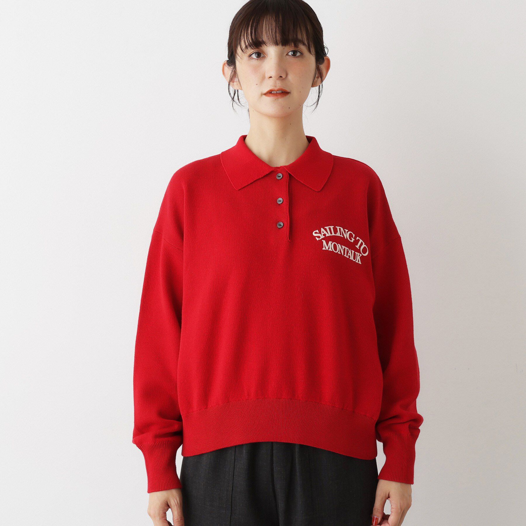 Dessin「【洗える】フロッキーロゴ入り襟付きニット」|ニット・セーター|