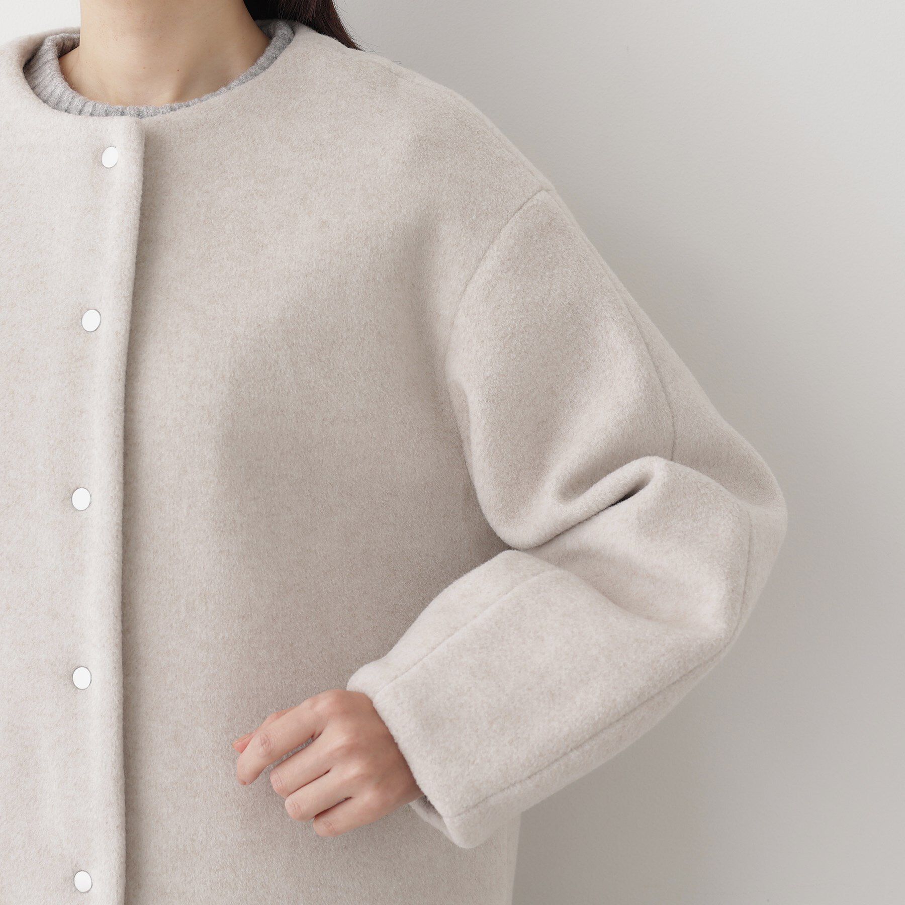 Dessin「メランジ起毛ジャケット」|ノーカラーコート|