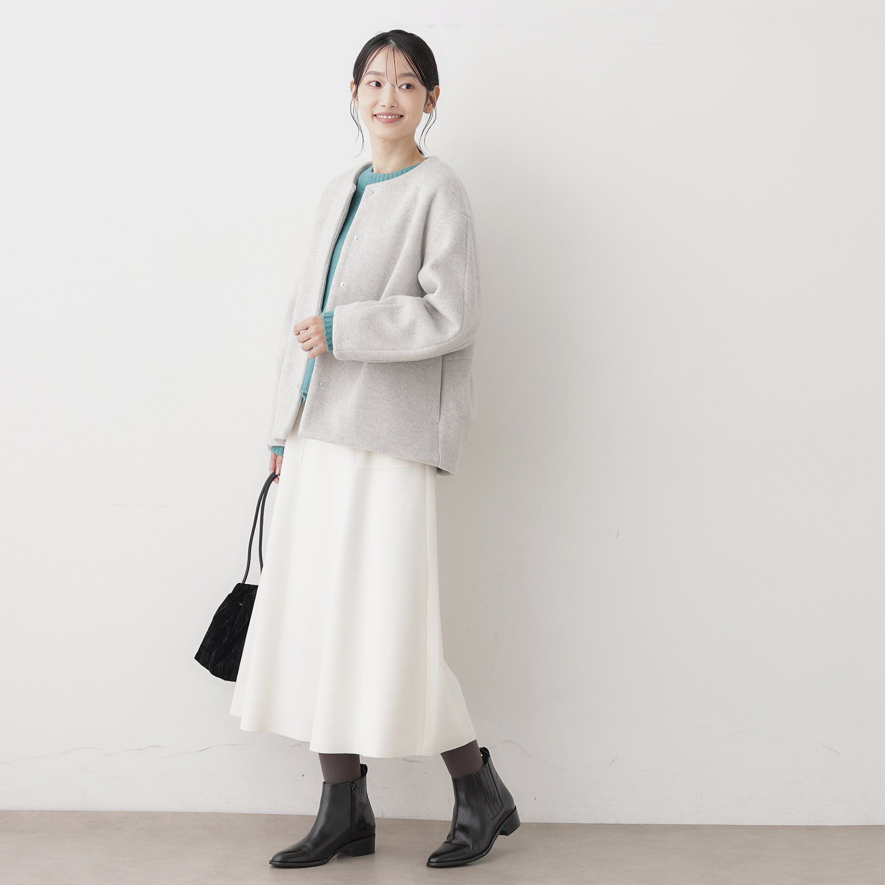 Dessin「メランジ起毛ジャケット」|ノーカラーコート|