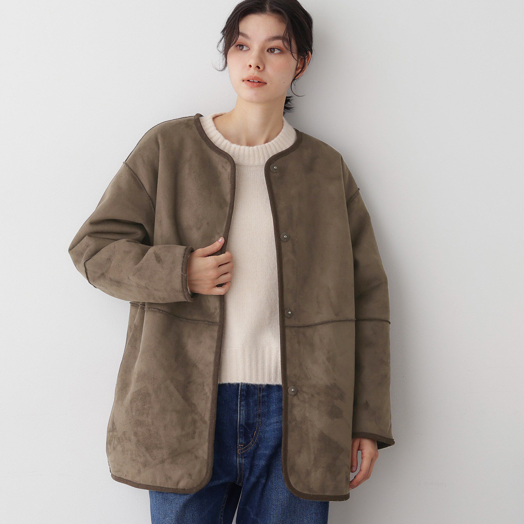 Dessin「【2WAY】フェイクムートンコート」|ノーカラーコート|