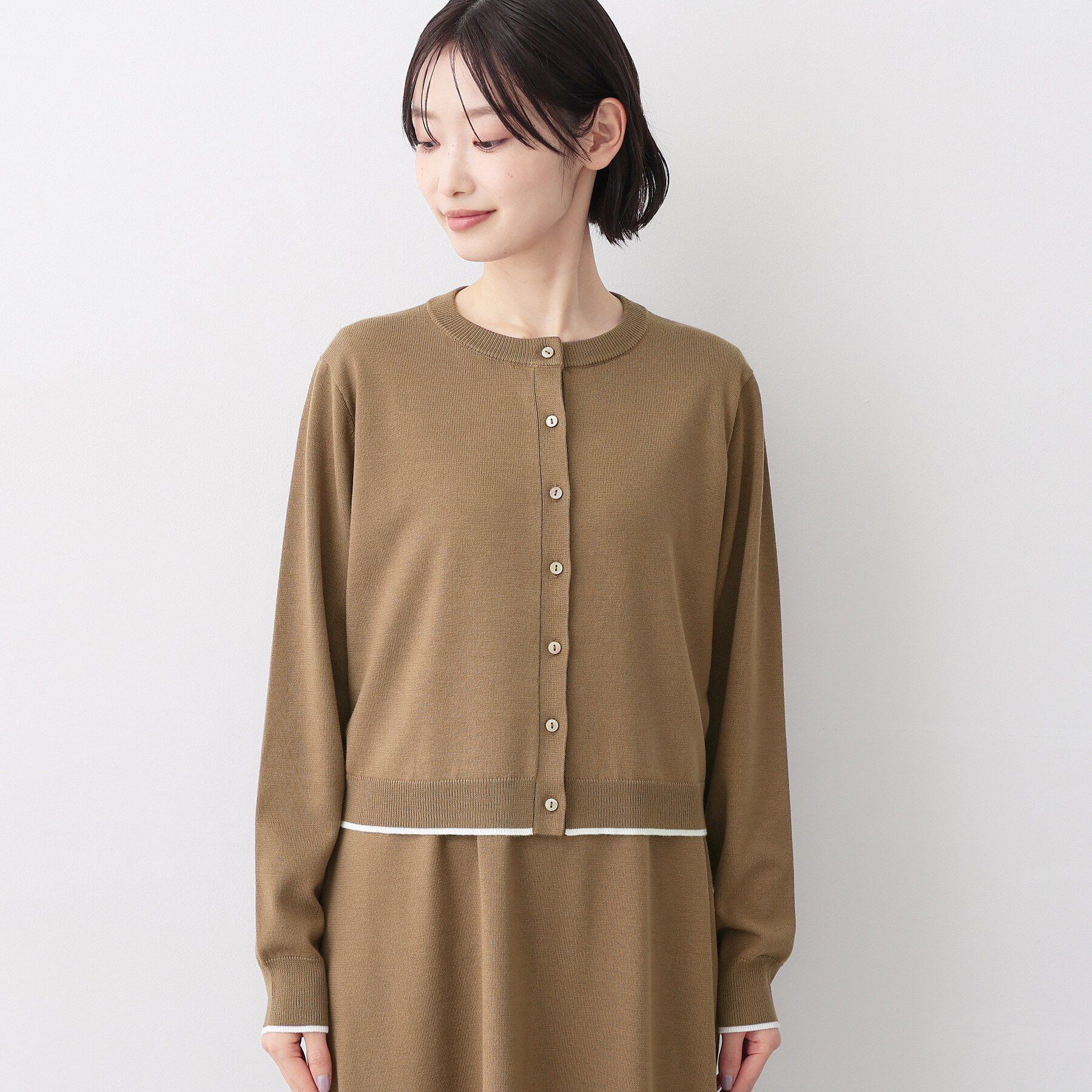 Dessin「【2点セット・洗える】ニットカーディガン&times;ノースリーブワンピース」|ワンピース|