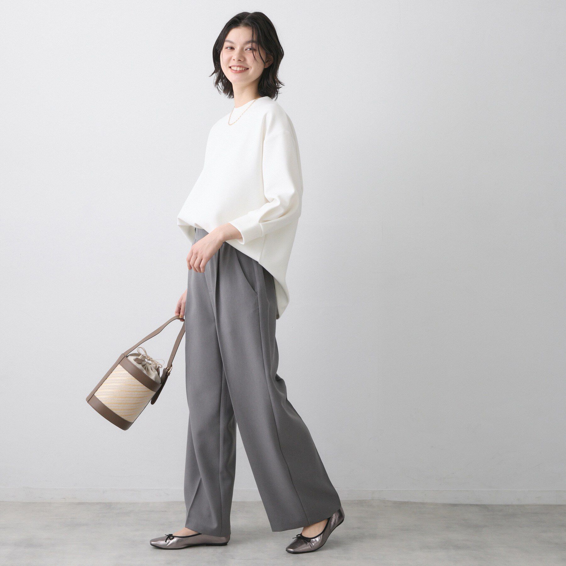 Dessin「【洗える】8分袖ボンディングカットソー」|Tシャツ・カットソー|