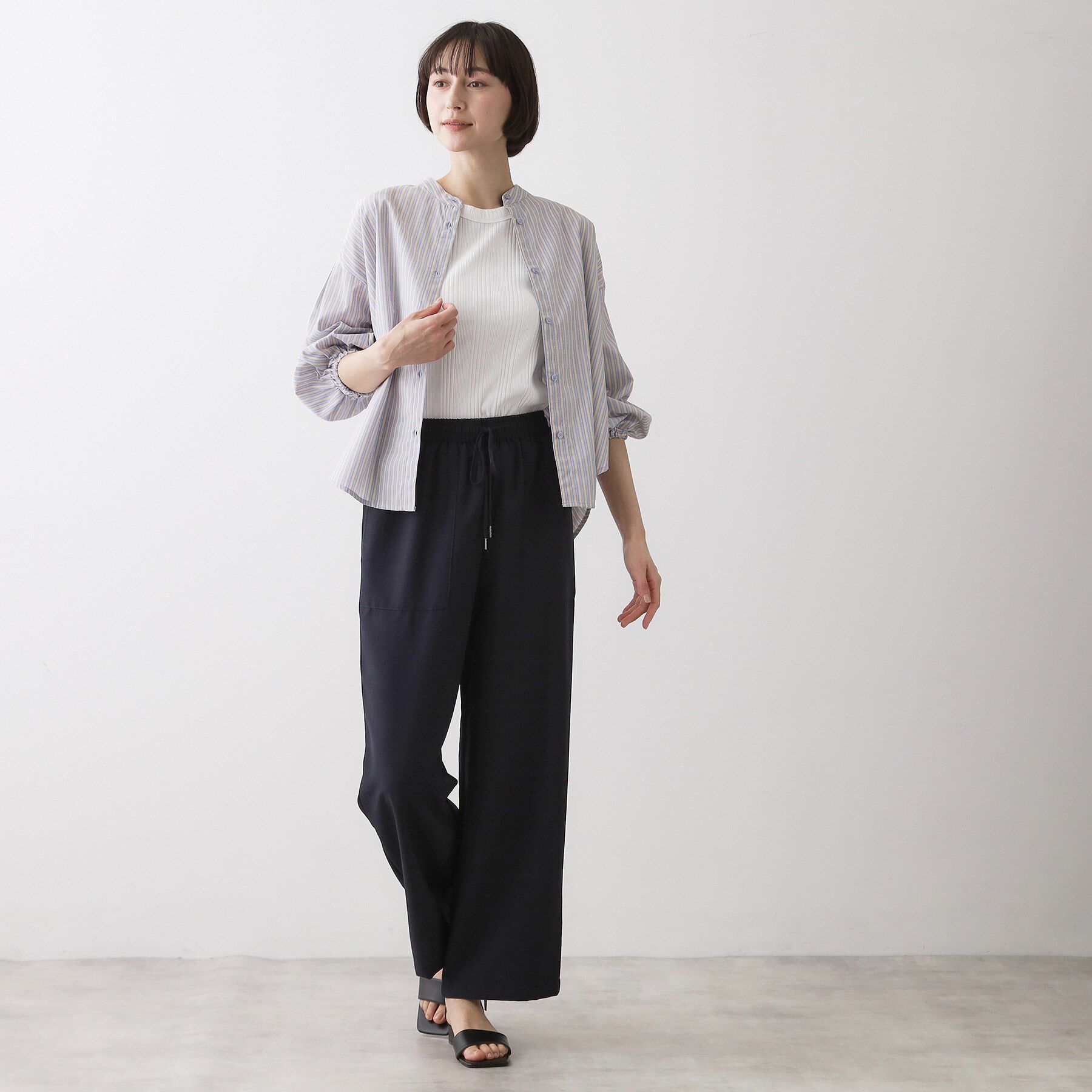 Dessin「【洗える】バルーンスリーブバンドカラーシャツ」|シャツ・ブラウス|