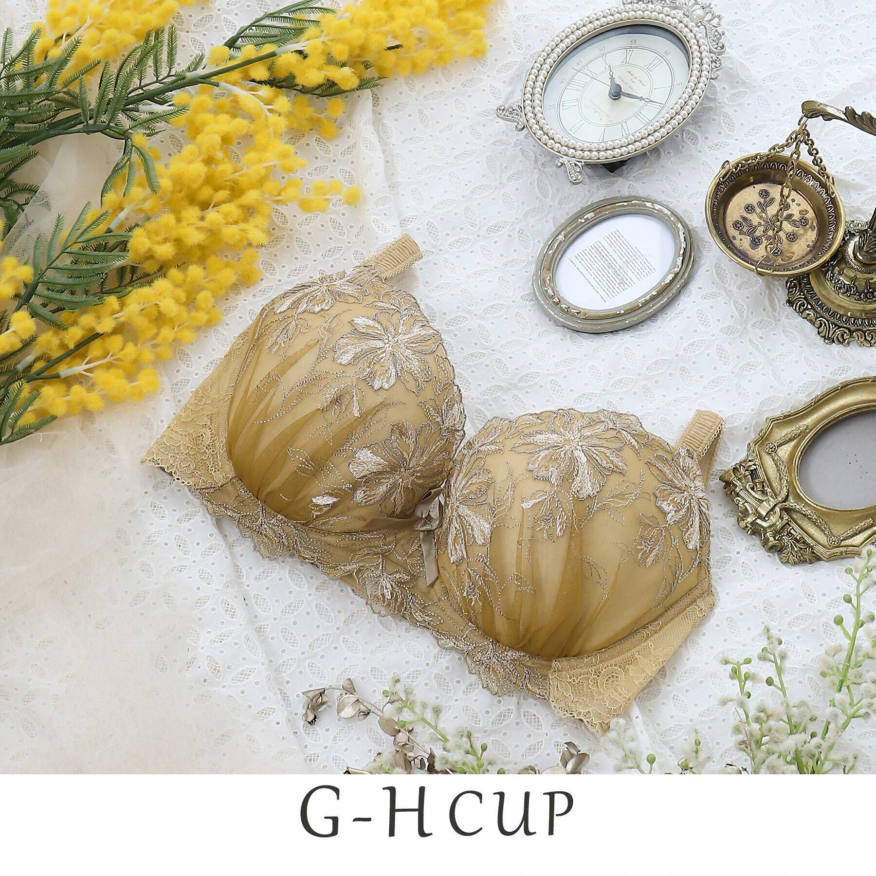 Risa Magli「シャンタル ブラジャー」|インナー|マスタード(033)