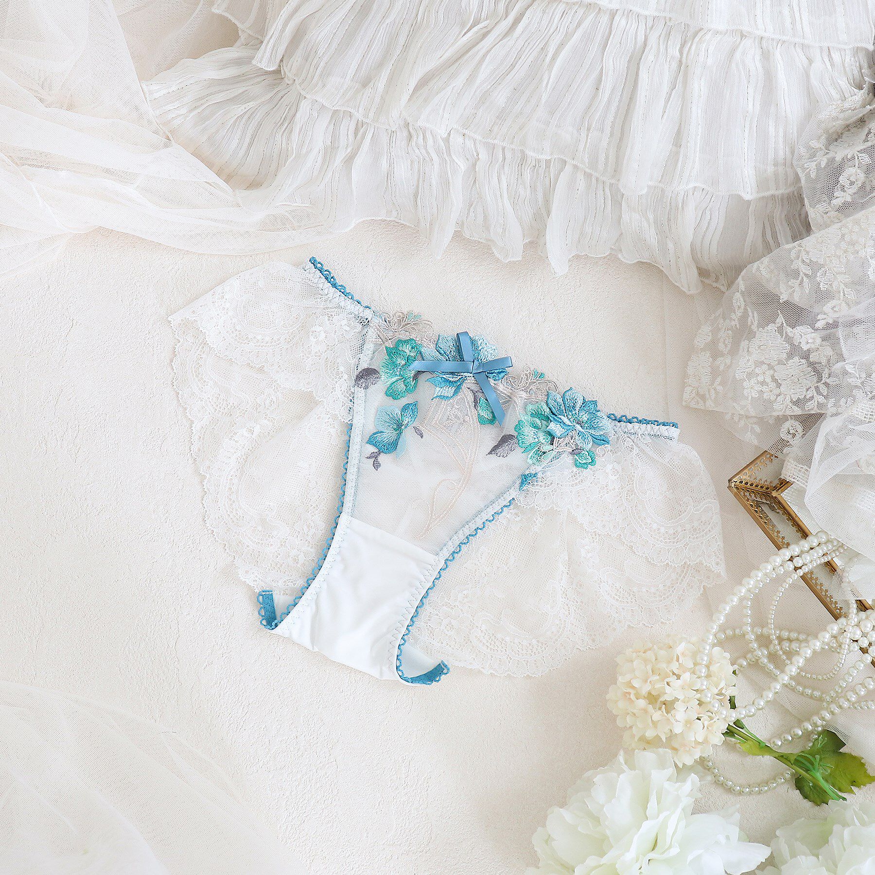 Risa Magli「セレスト レースショーツ」|インナー|ブルー(092)