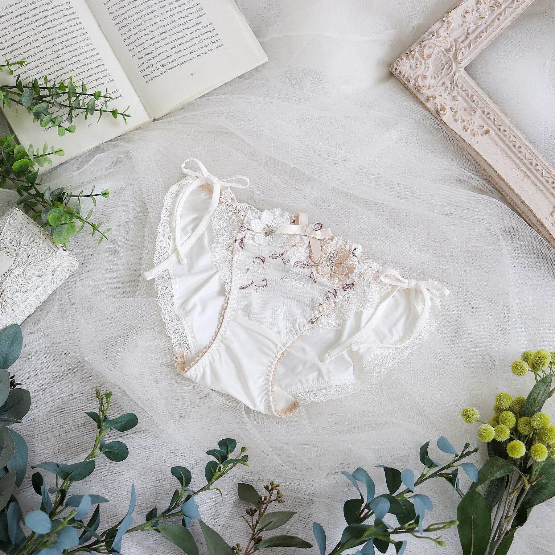 Risa Magli「アイヴィー リボンショーツ」|インナー|アイボリー(004)