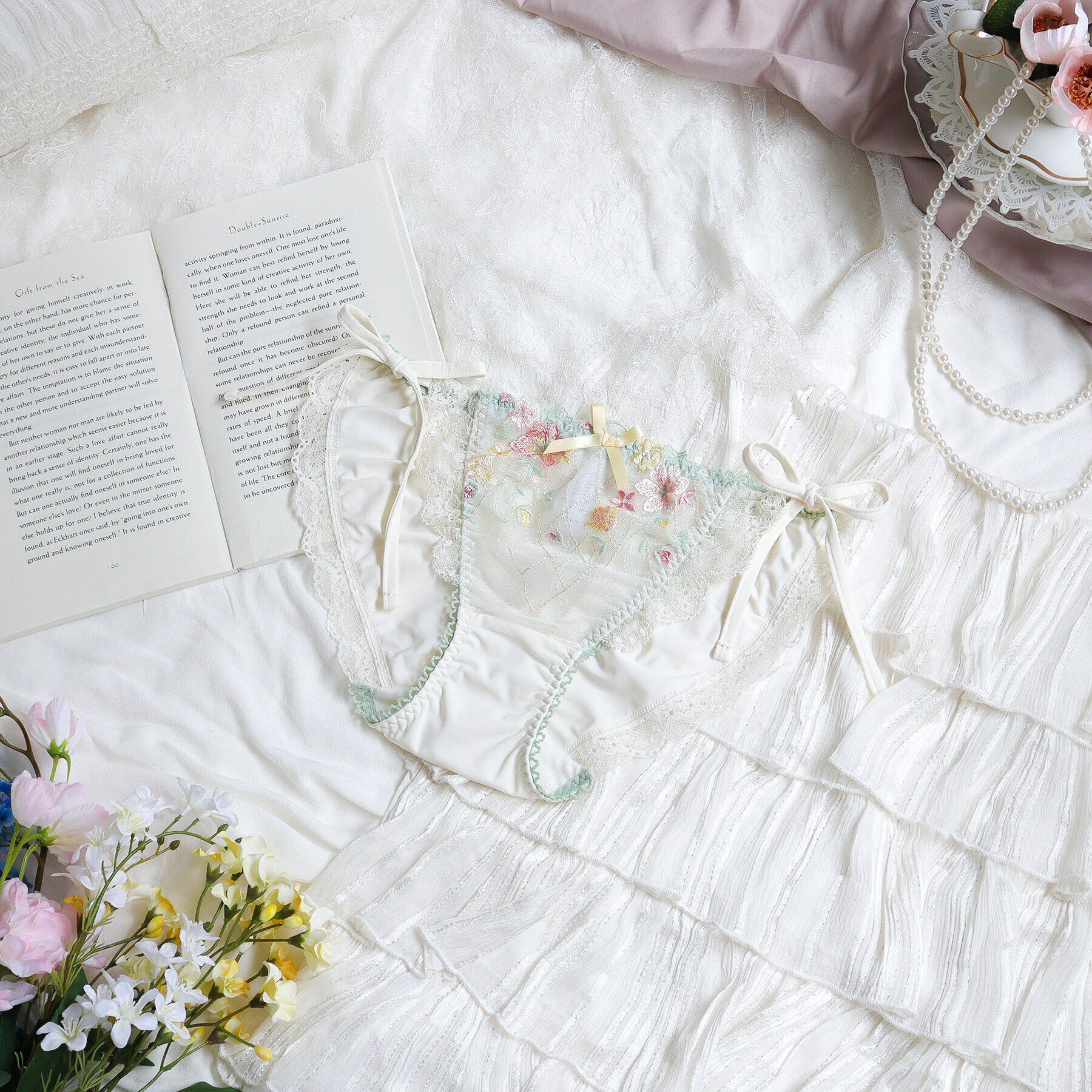 Risa Magli「ハーパー リボンショーツ」|インナー|ミント(021)