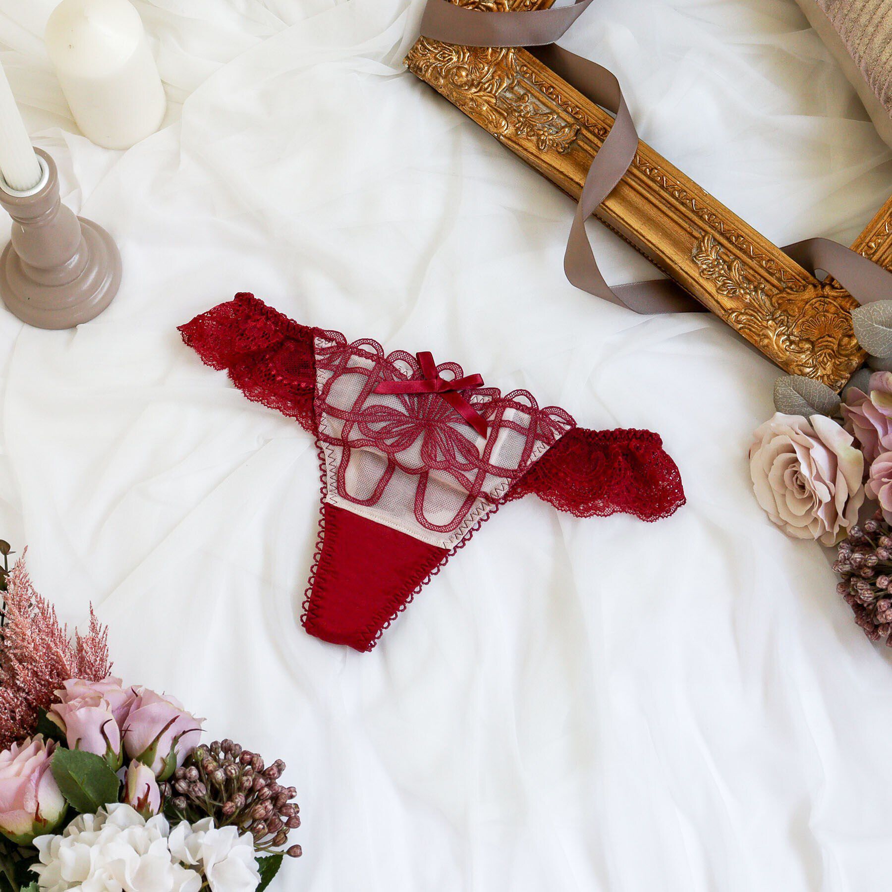 Risa Magli「レネイ Tバックショーツ」|インナー|ボルドー(064)