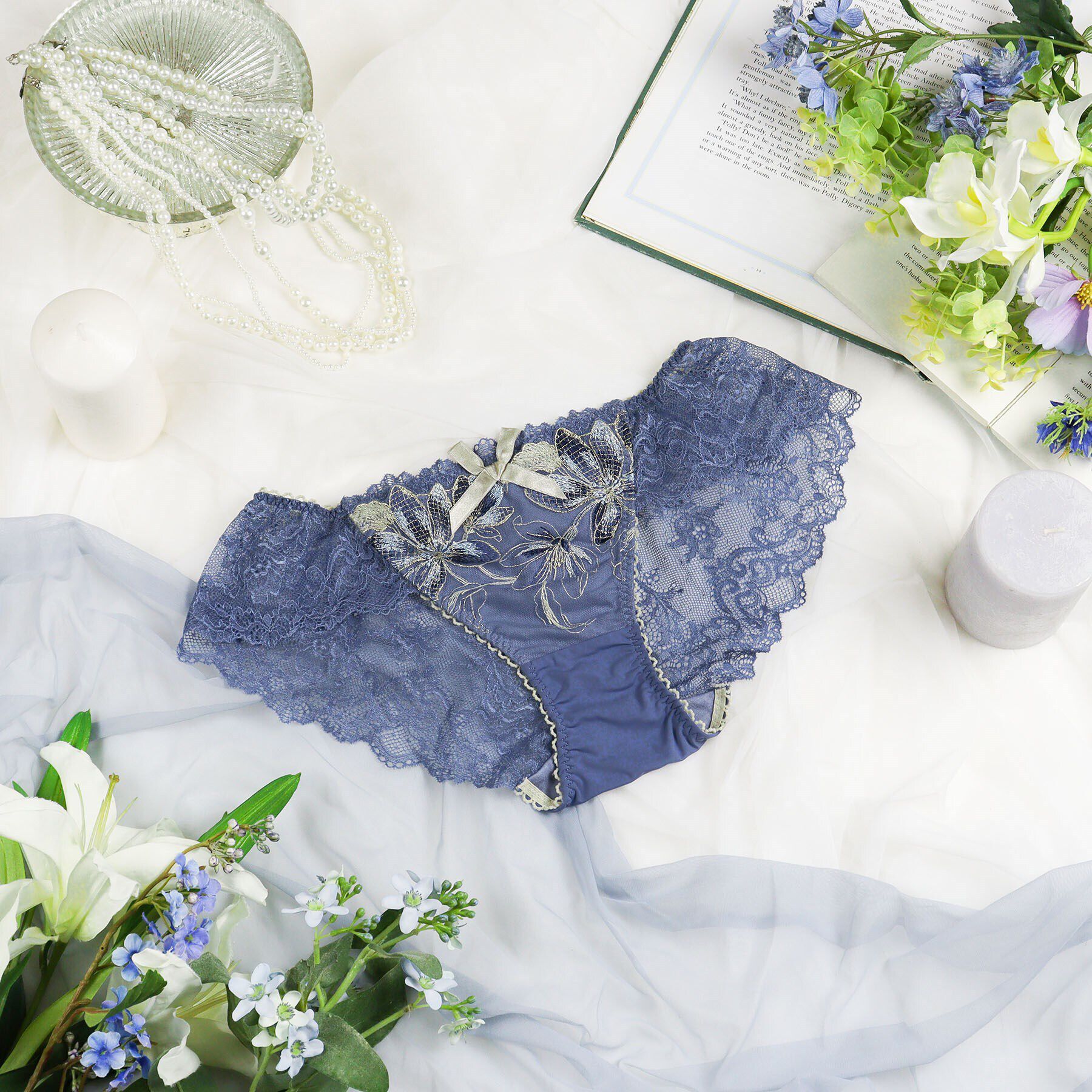 Risa Magli「イレーナ レースショーツ」|インナー|ブルー(092)