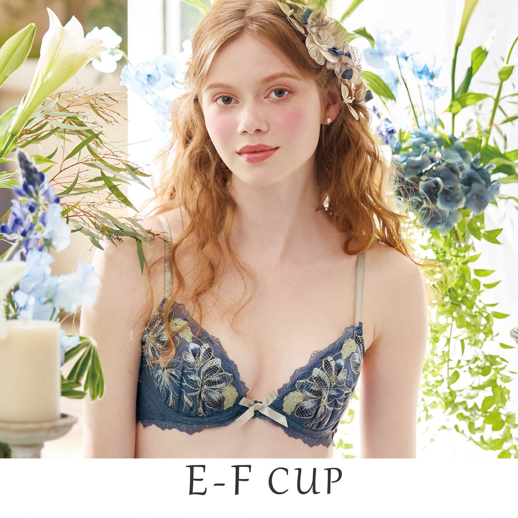 Risa Magli「イレーナ ブラジャー（E-F）＜リサマリ ミラクル谷間ブラ＞」|インナー|ブルー(092)