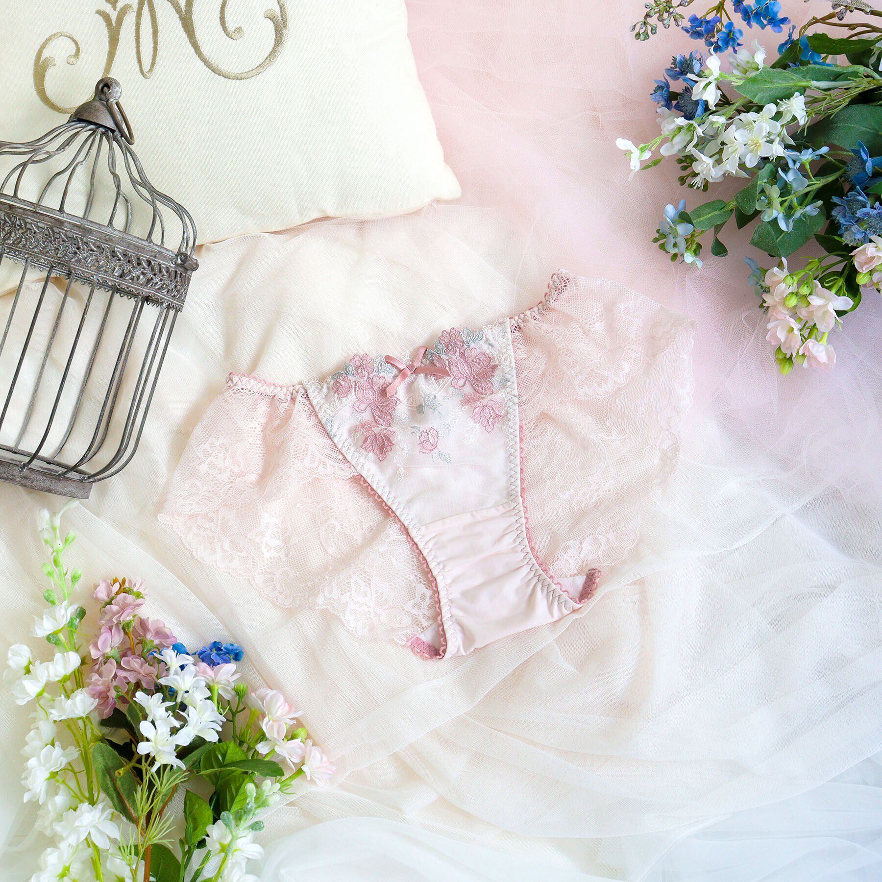 Risa Magli「イーシャ レースショーツ」|インナー|ピンク(071)