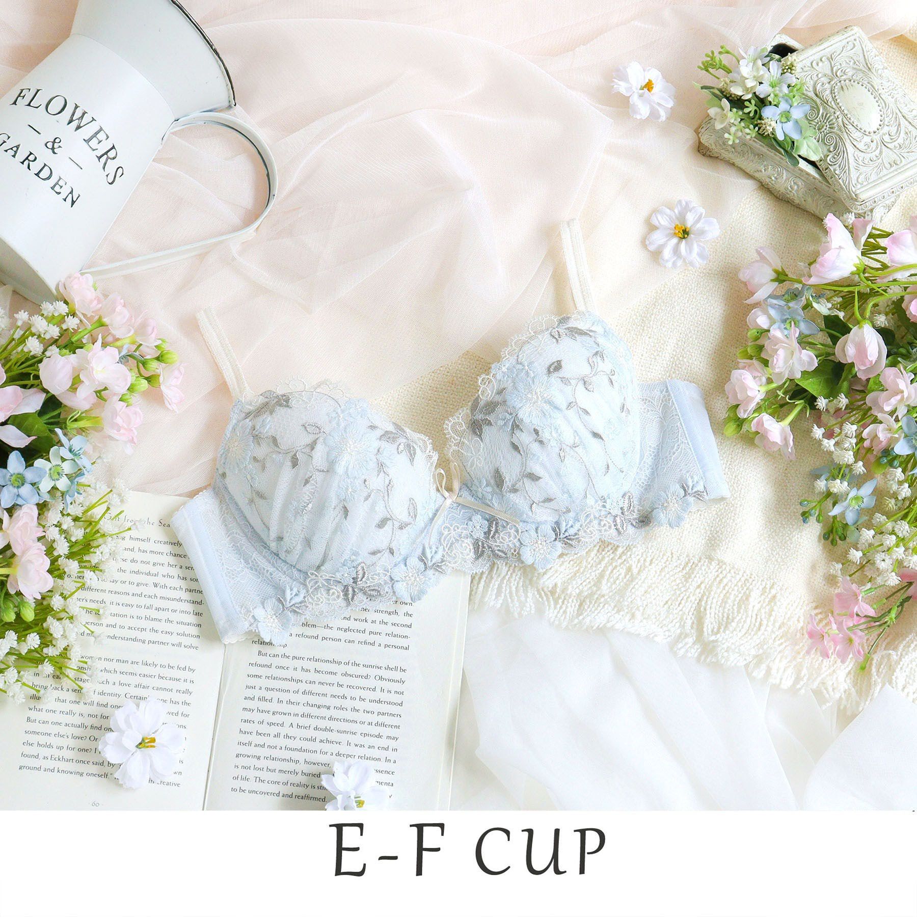 Risa Magli「シュクリエ ブラジャー（E-F）」|インナー|サックスブルー(09