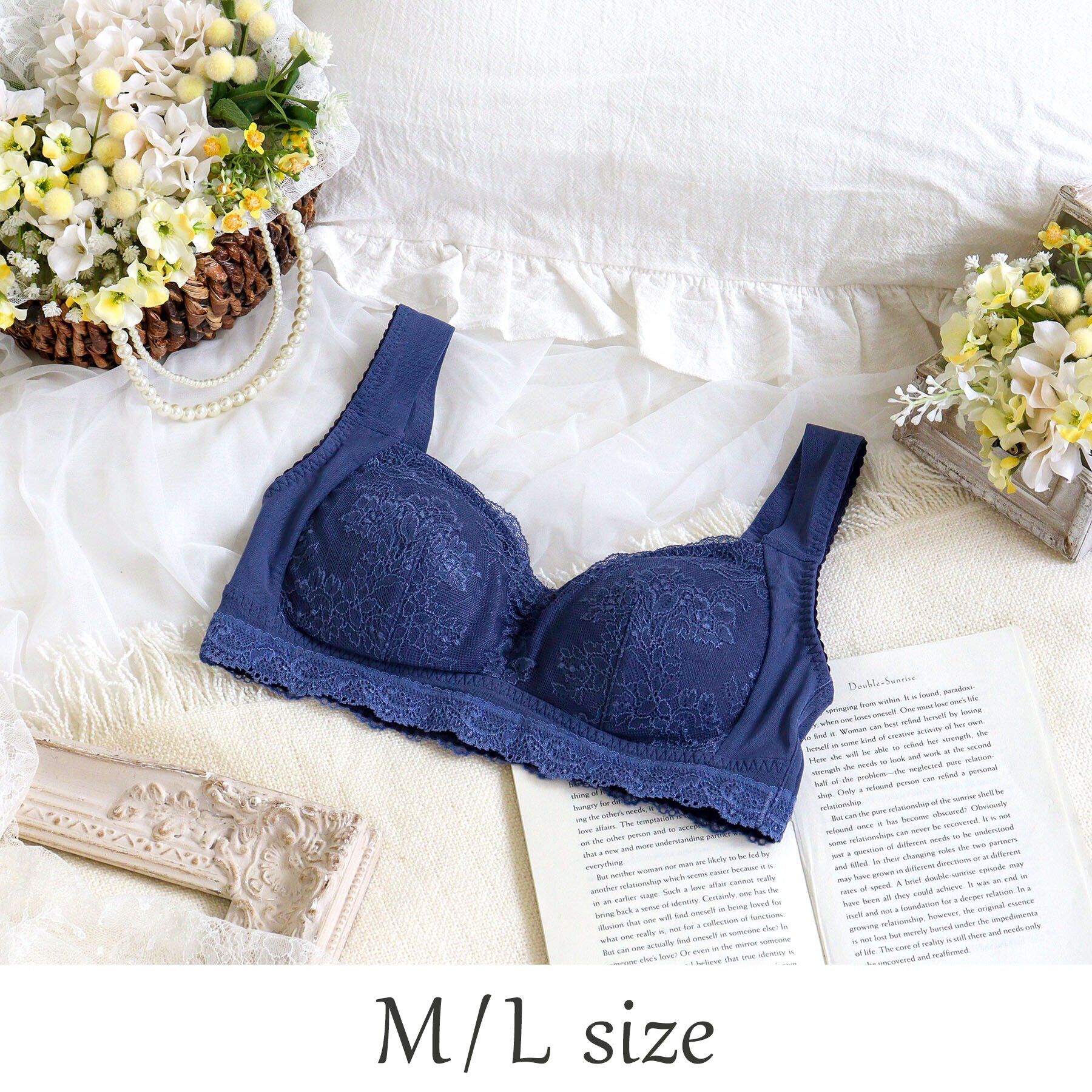 Risa Magli「イリーナ おやすみブラ（M-L）」|インナー|ネイビー(094)