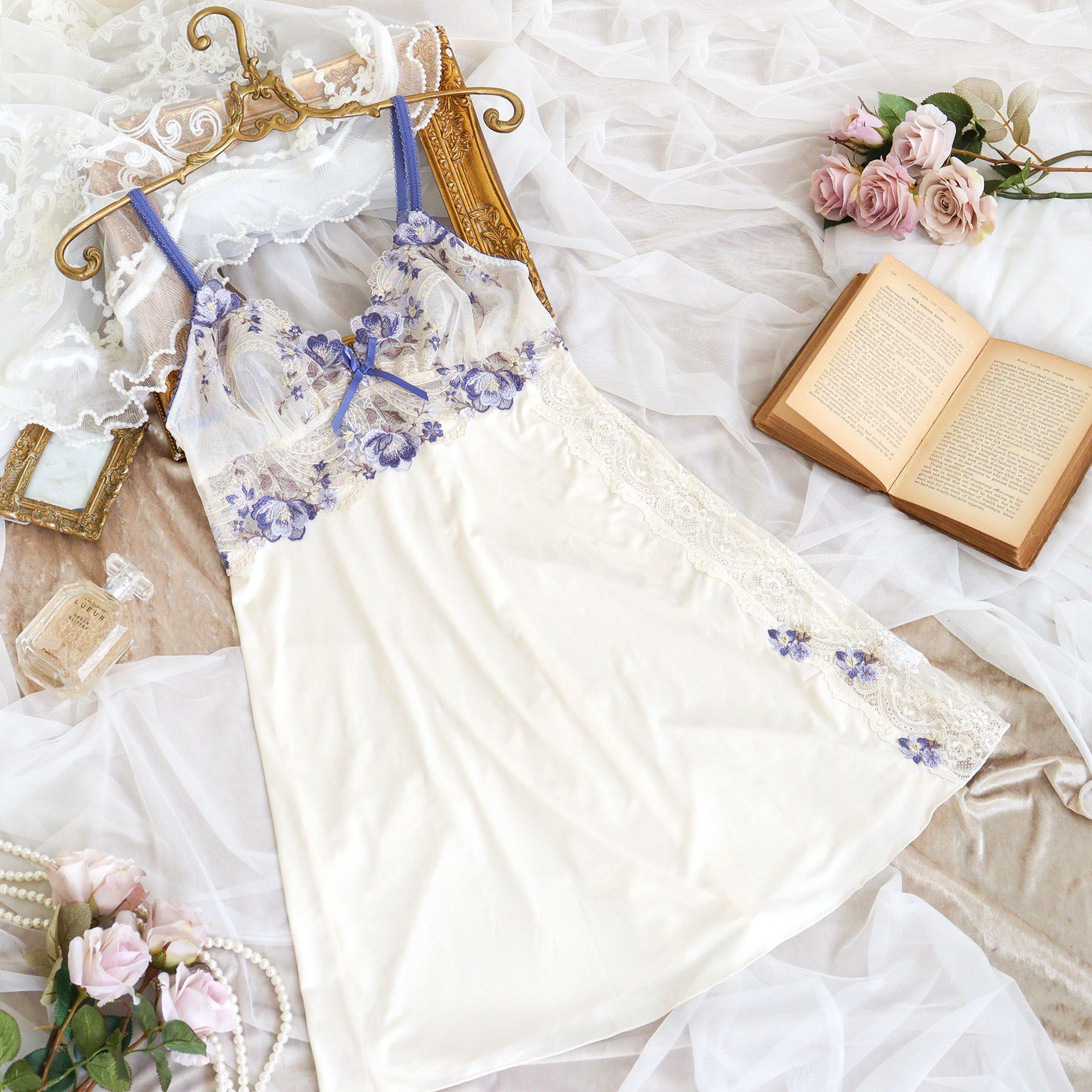 Risa Magli「サリー スリップ」|キャミソール|ブルー(092)